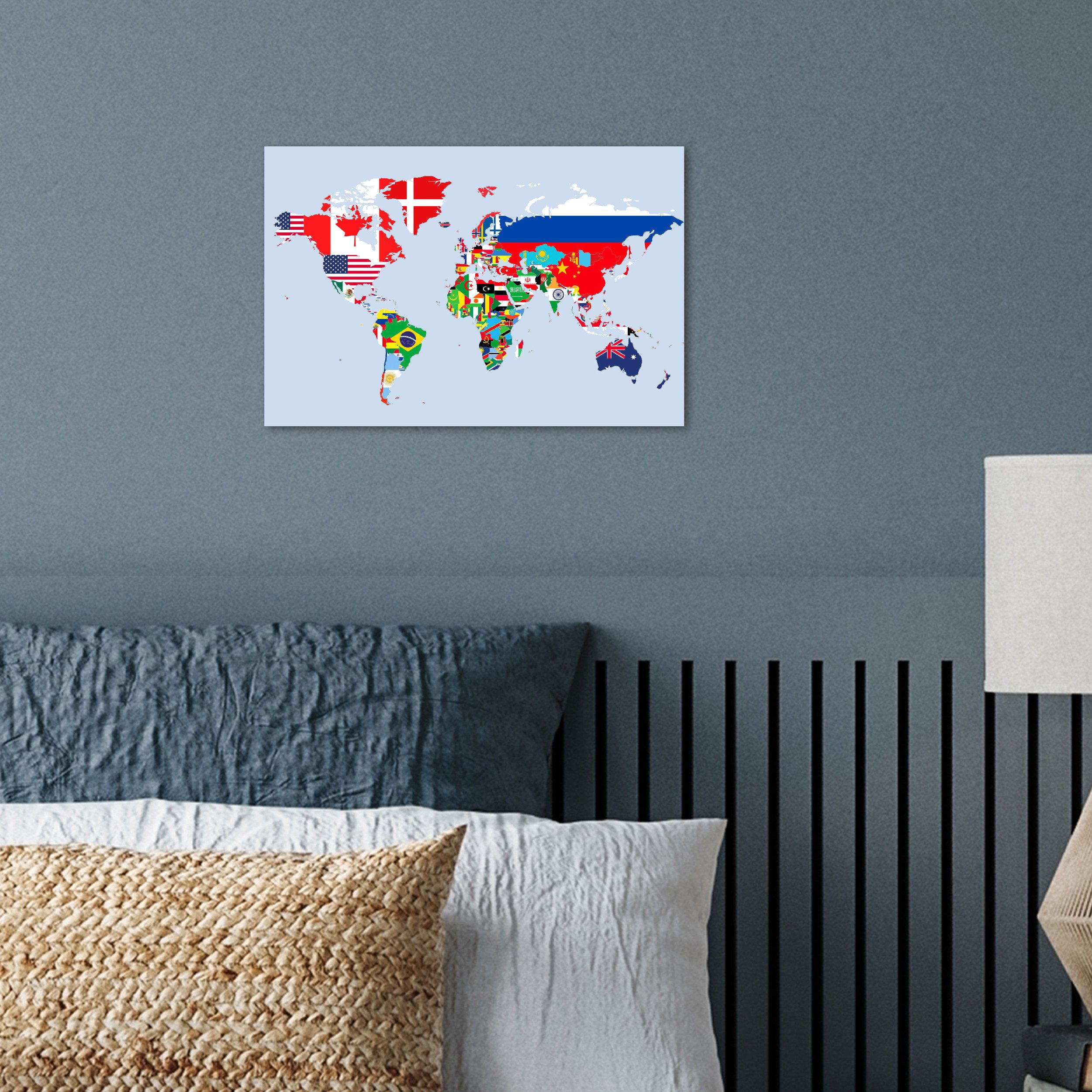 MuchoWow Poster Welt - Karte - Flagge - Länder, (1 St), Poster ohne Rahmen, Wandbild, Wandposter, 30x20 cm – Bild 4 von 5