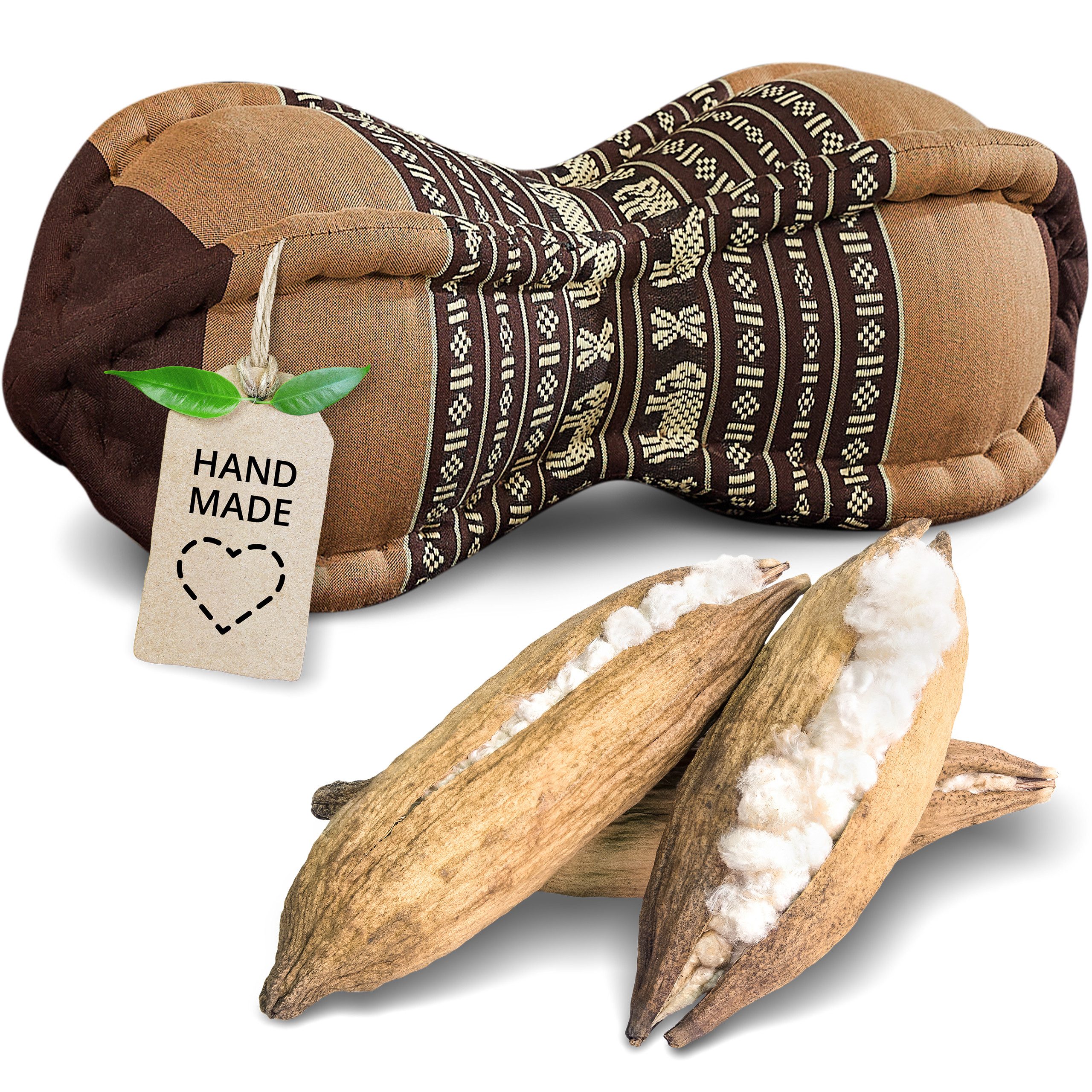 livasia Nackenstützkissen Papayakissen, vegan und handgefertigt, Ø 13x43cm, Kapok