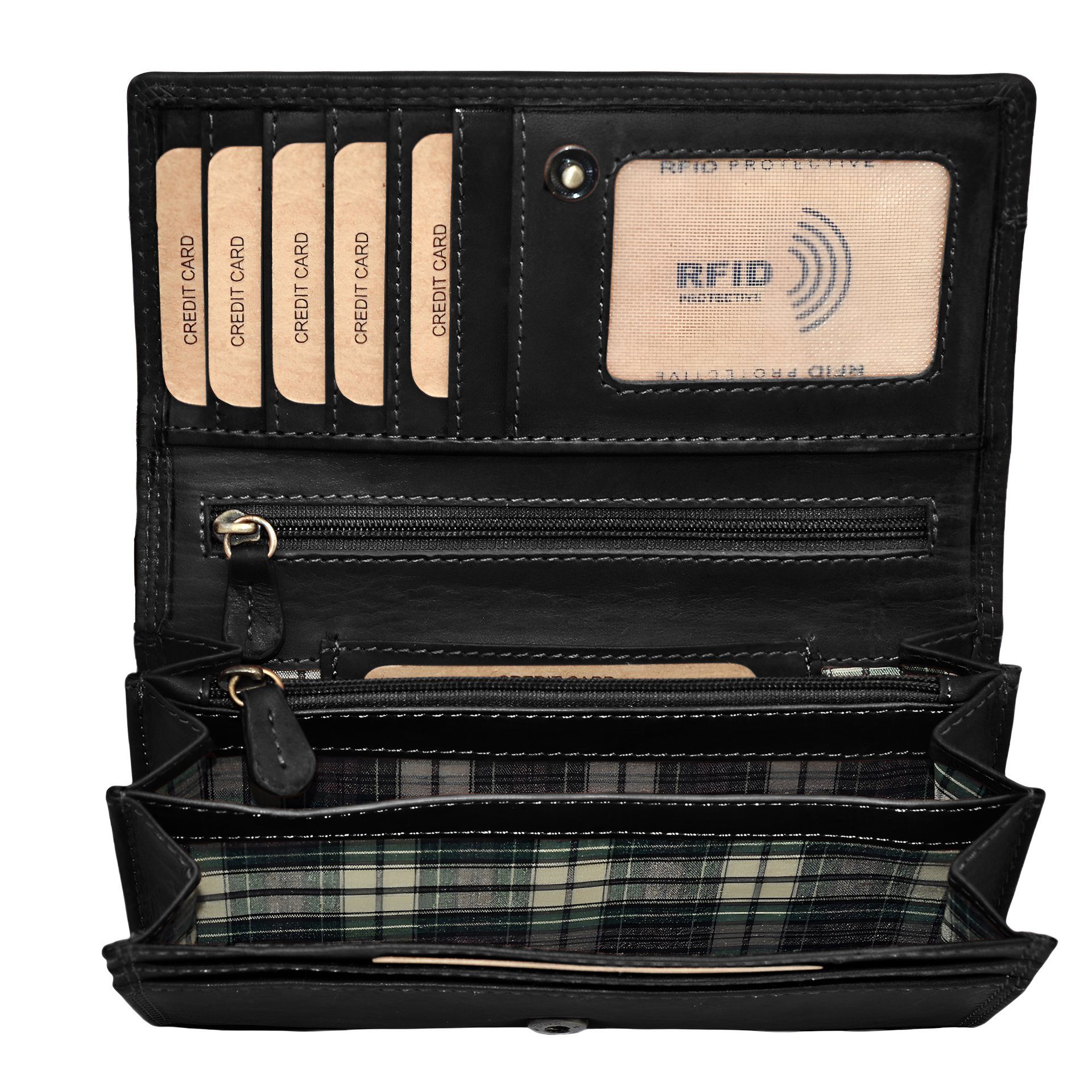 Benthill Geldbörse Damen Echt Leder Portemonnaie Frauen Geldbeutel RFID Schmal und Lang, RFID-Schutz Kartenfächer Münzfach Reißverschlussfach
