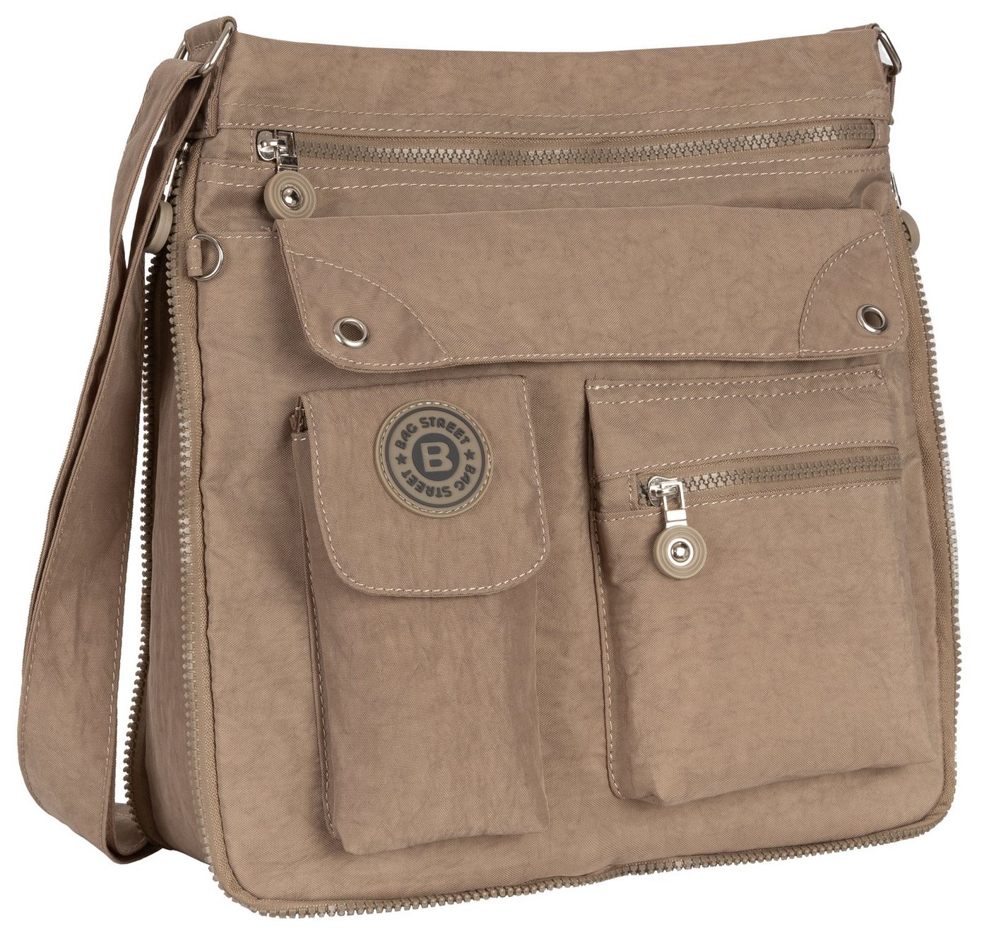 BAG STREET Umhängetasche Damentasche Umhängetasche Handtasche Schultertasche Schwarz Taupe, als Schultertasche, Umhängetasche tragbar