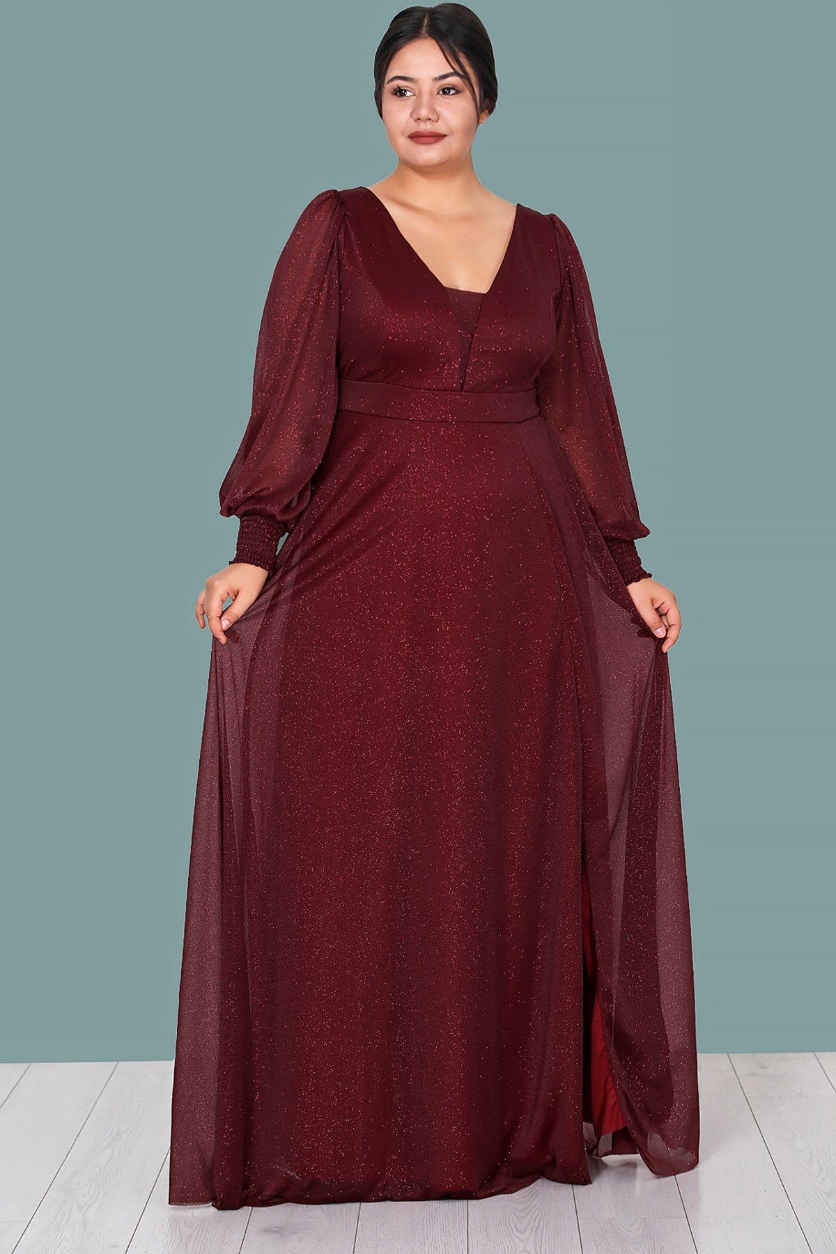 Modabout Abendkleid Langes Maxikleid Sommerkleid für große Größen - NELB0588D5158BRD (1-tlg)