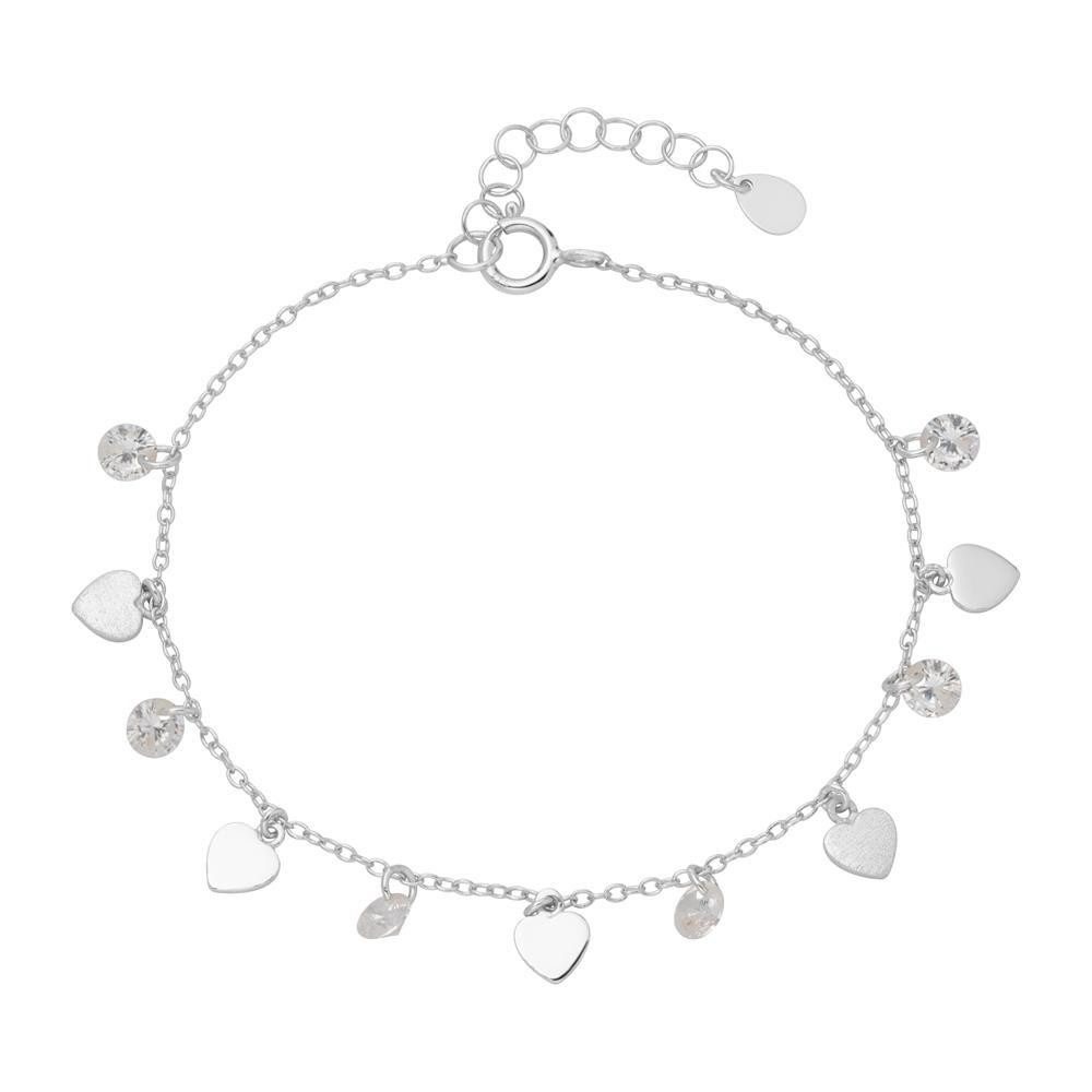 Silberarmband mit Herzanhängern und Zirkonia in Silber SB0378