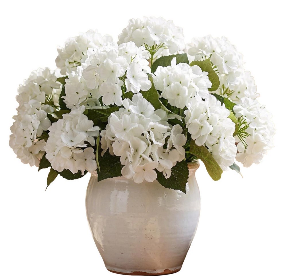 Kunstblumenstrauß 4Pcs Seiden Hortensie Künstliche Blumen Realistische Hortensie, Agger, Höhe 45 cm Blumen Bouquet für Hochzeiten Party Büro Home Decor