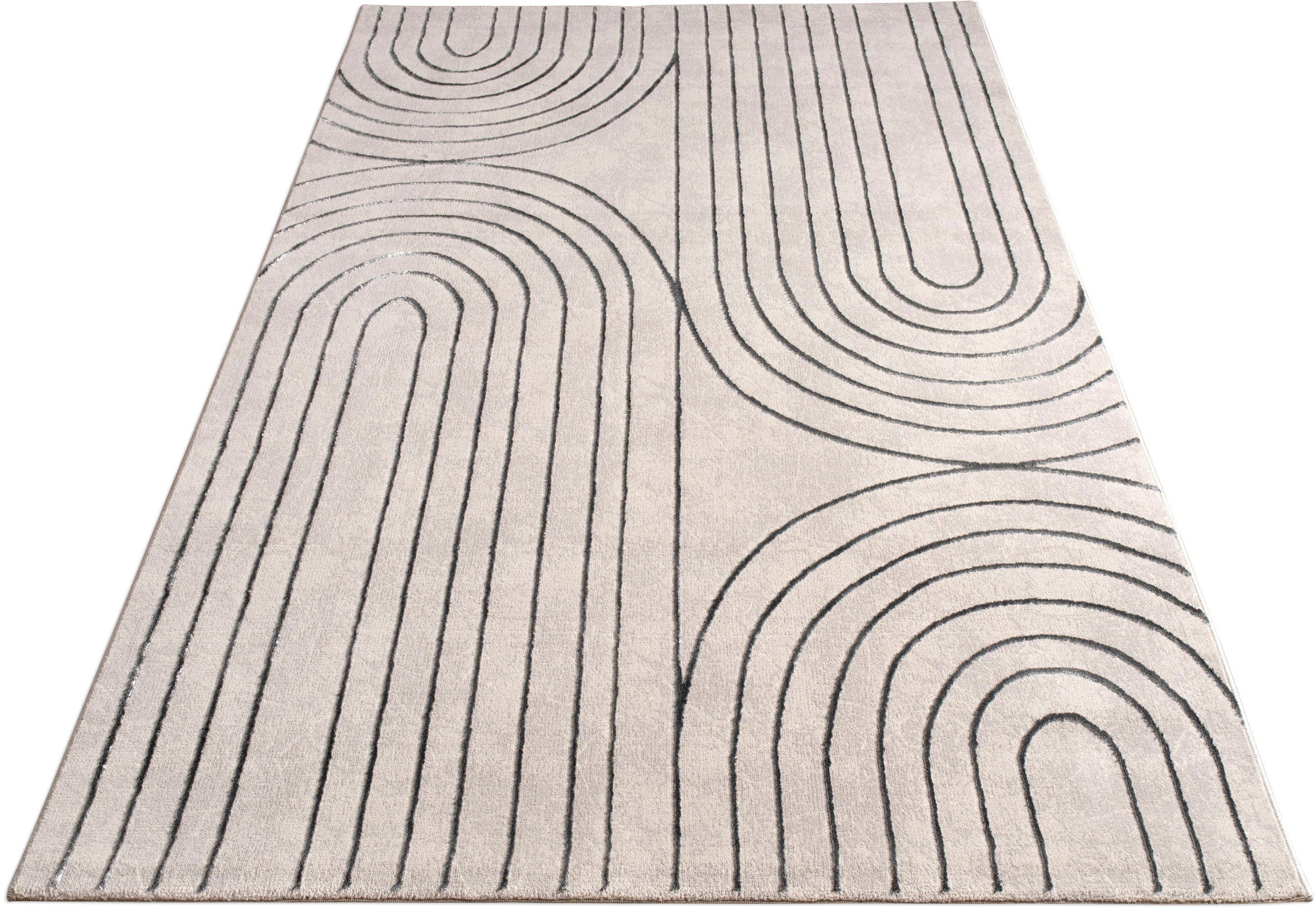 Paco Home Teppich Tuana 215, rechteckig, Höhe: 15 mm, Kurzflor, Regenbogen, Hoch-Tief Struktur, Scandi-Look