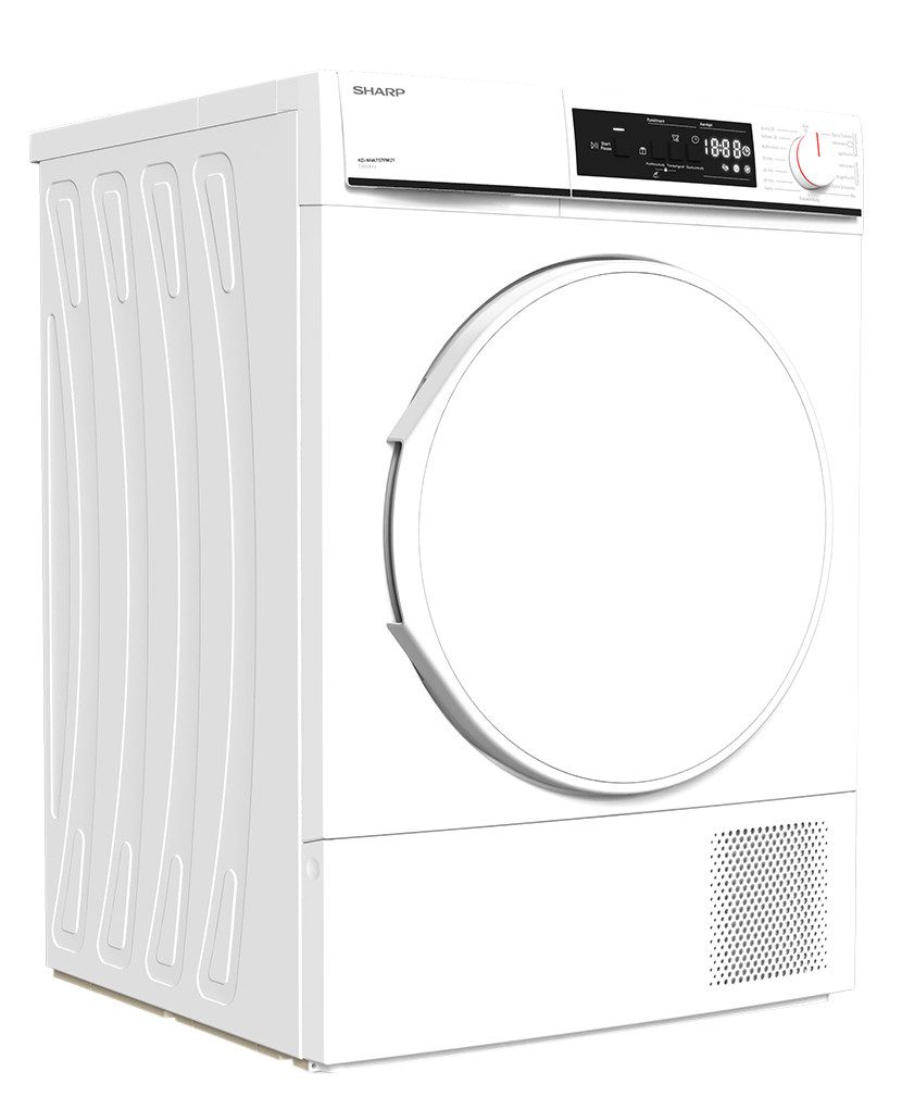 Sharp Wärmepumpentrockner KD-NHA7S7PW21-DE, Knitterschutzfunktion, Trommel-Innenbeleuchtung, Kindersicherung