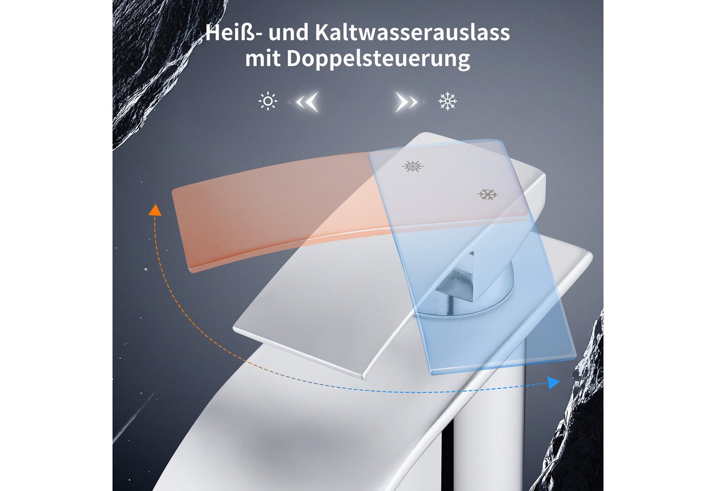 Thumbnail - HOMELODY Waschtischarmatur Wasserfall Wasserhahn Waschbeckenarmatur Einhand Badarmatur waschtischarmatur wasserfal,wasch...