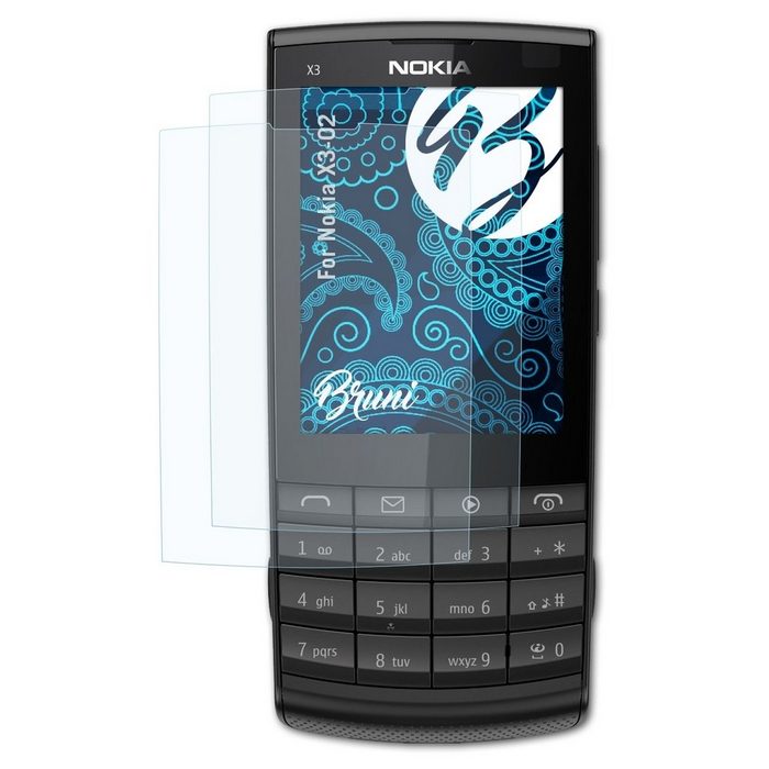 Bruni Schutzfolie Glasklare Displayschutzfolie für Nokia X3-02 (2 Folien) praktisch unsichtbar