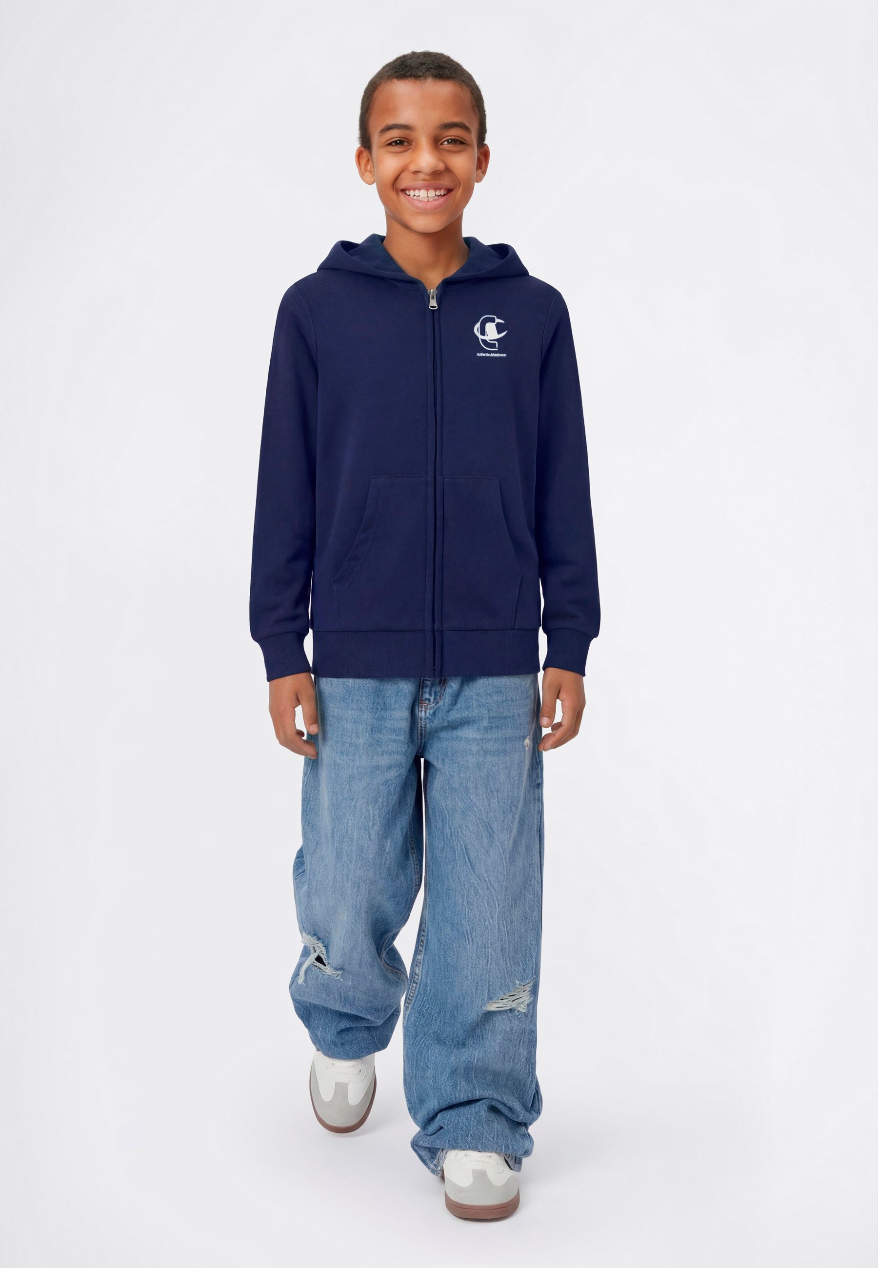 Champion Kapuzensweatjacke Graphic Terry Full Zip Hoodie mit Kapuze, mit Reißverschluss, für Kinder, weiches Material