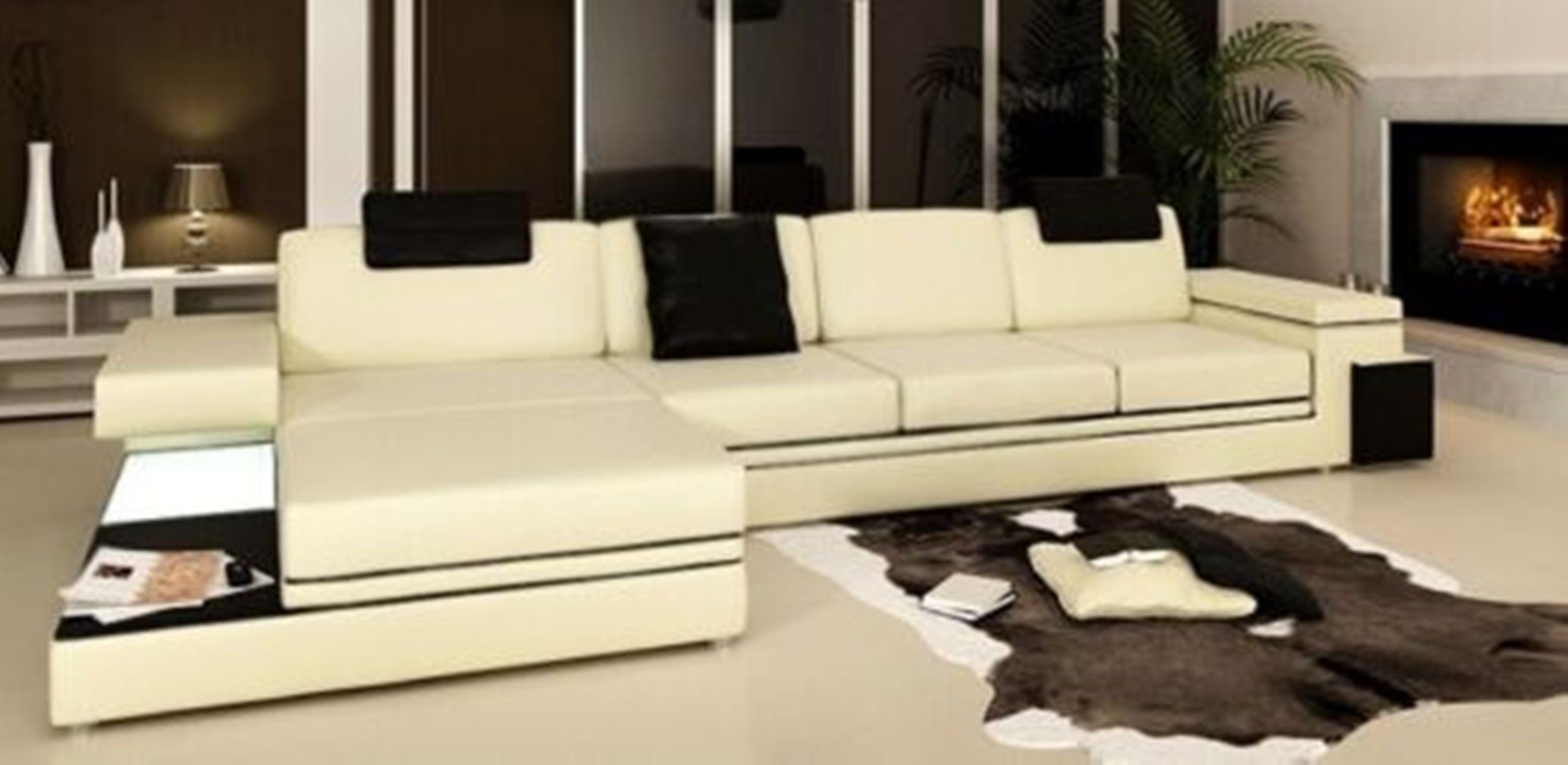 neuestes Schnäppchen JVmoebel Ecksofa, Eck Polster Wohnlandschaft USB Ledersofa Garnitur Beige Design Sofa mit