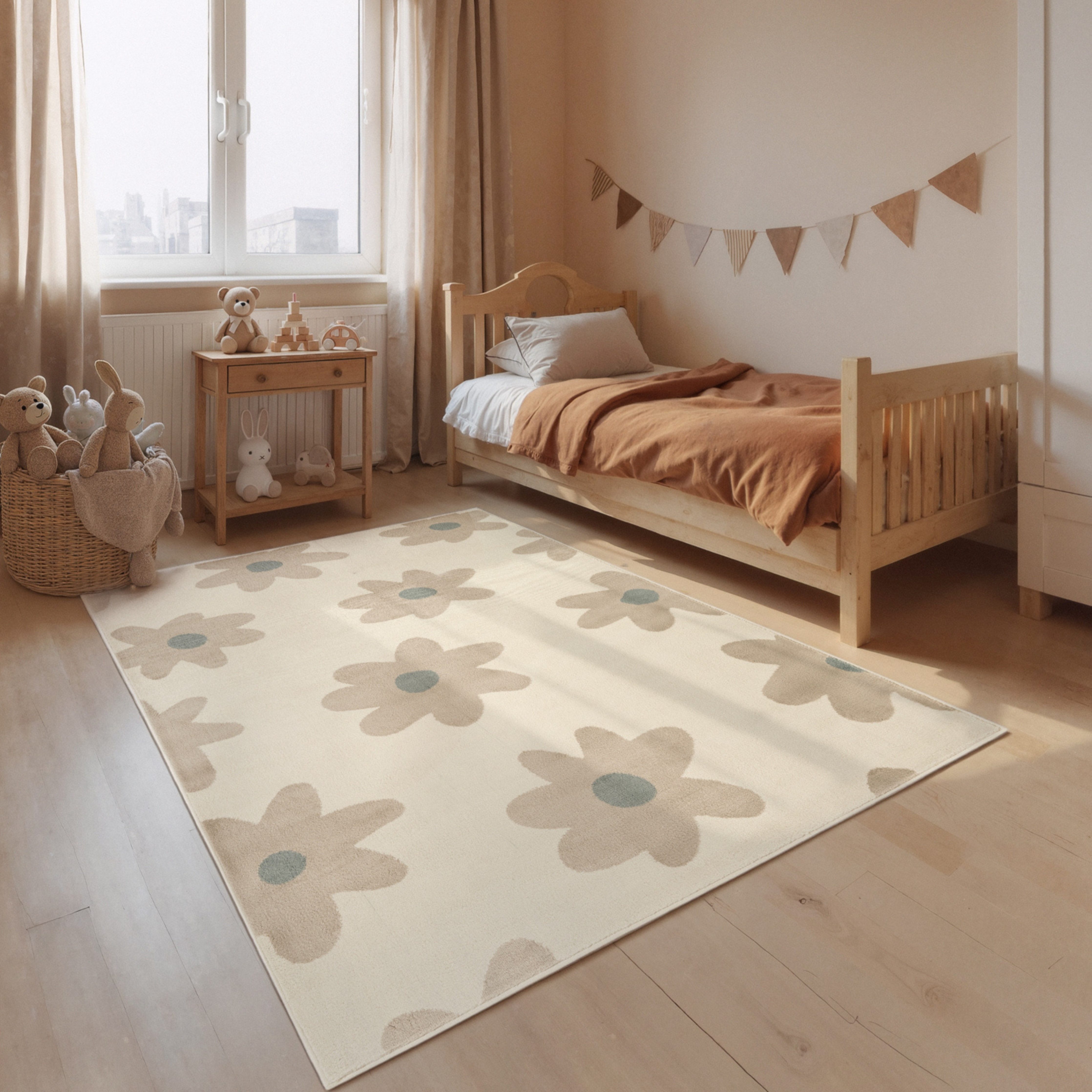 HANSE Home Kinderteppich Bloomy, rechteckig, Höhe: 10 mm, Pflegeleicht, Weich, Kinderzimmer, Spielteppich, Spielunterlage