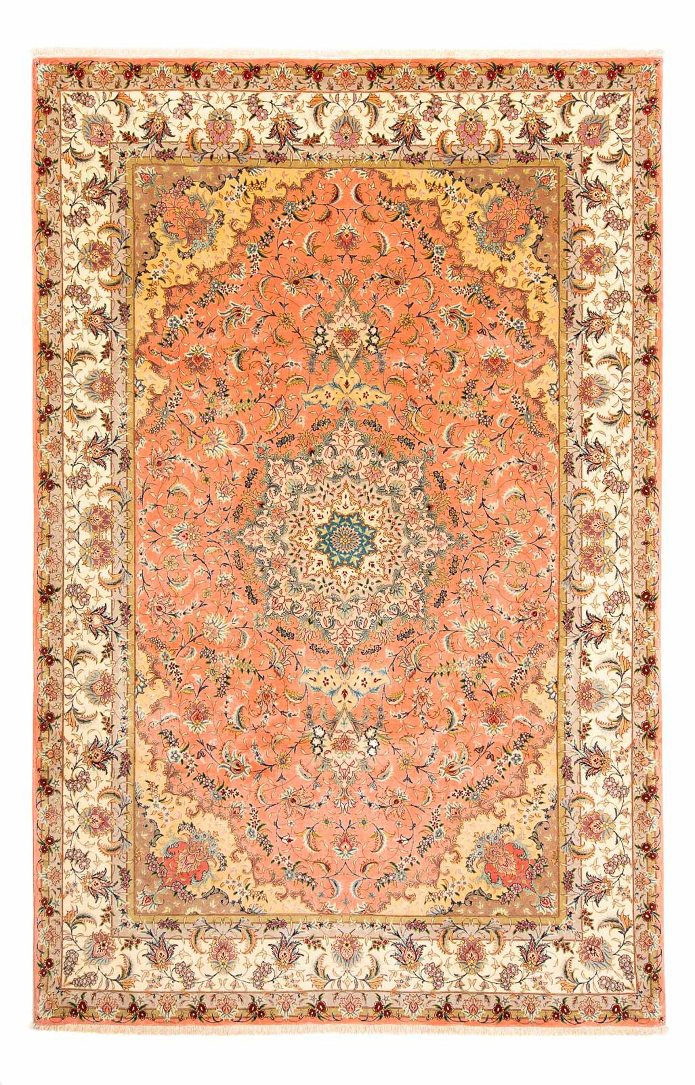 Orientteppich Perser Royal - Wohnzimmer, morgenland, Täbriz Zertifikat 202 Einzelstück 7 310 mit rechteckig, - mm, cm beige, x - Höhe: - Handgeknüpft