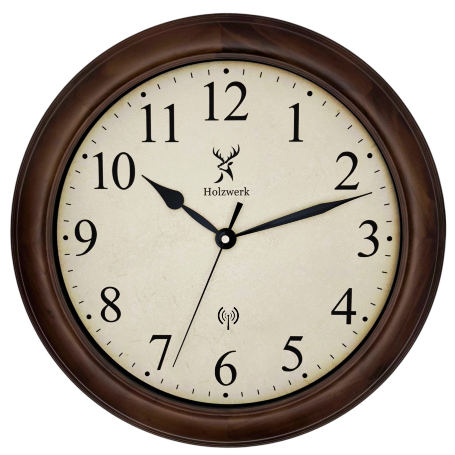 Holzwerk Funkwanduhr Vintage Retro Designer Funk Wanduhr (Nahezu lautloses günstig online kaufen