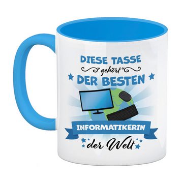 speecheese Tasse Beste Informatikerin der Welt Kaffeebecher Hellblau