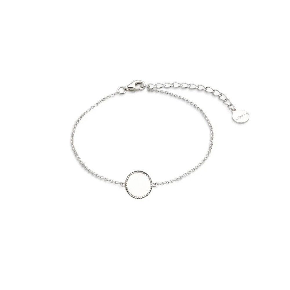 XENOX Silberarmband Armband Damen Gravurplatte Rund Sterling-Silber 15 cm XS3571