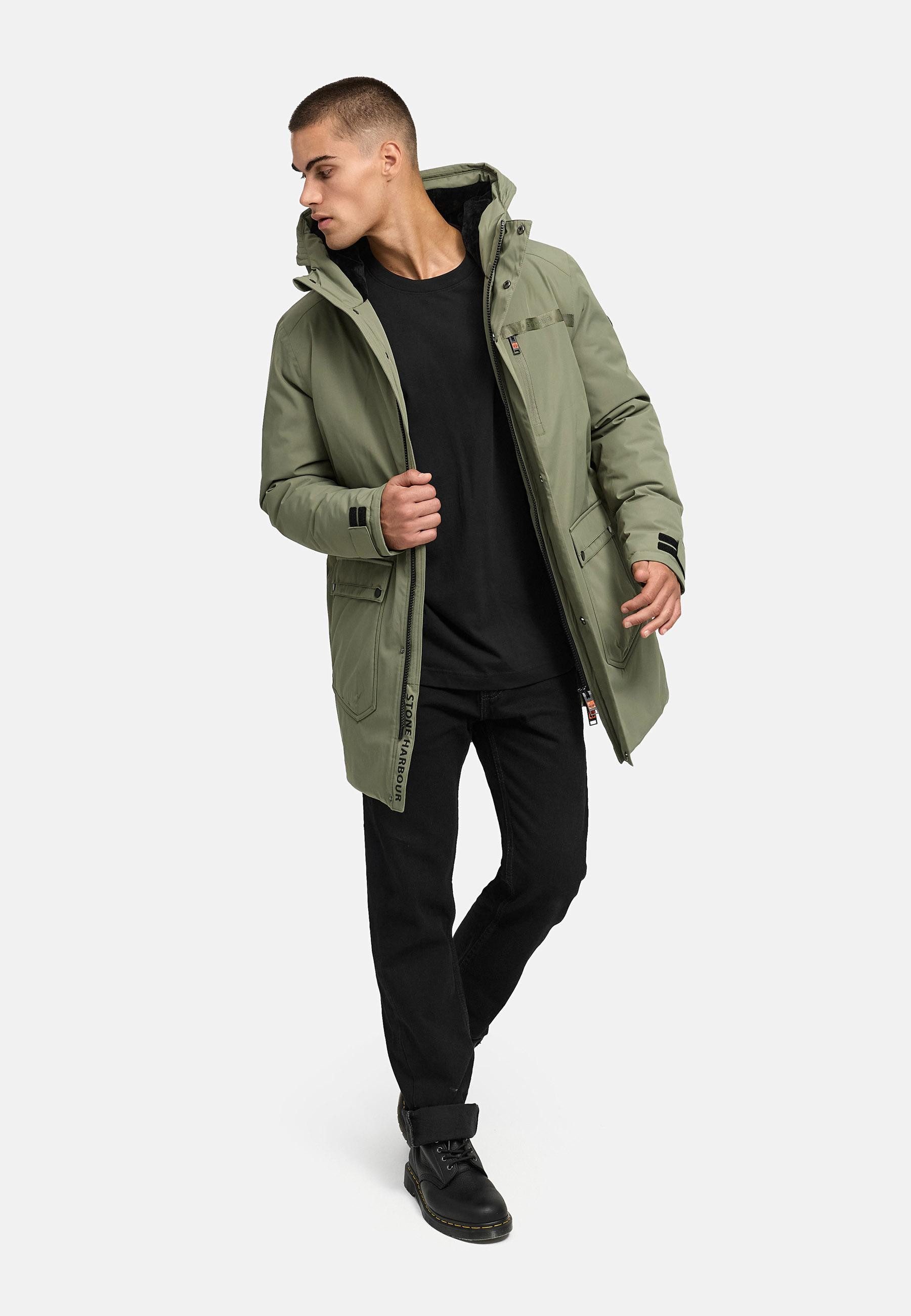 Stone Harbour Wintermantel Netaan XX Herren Kurzmantel mit kuscheliger Kapuze