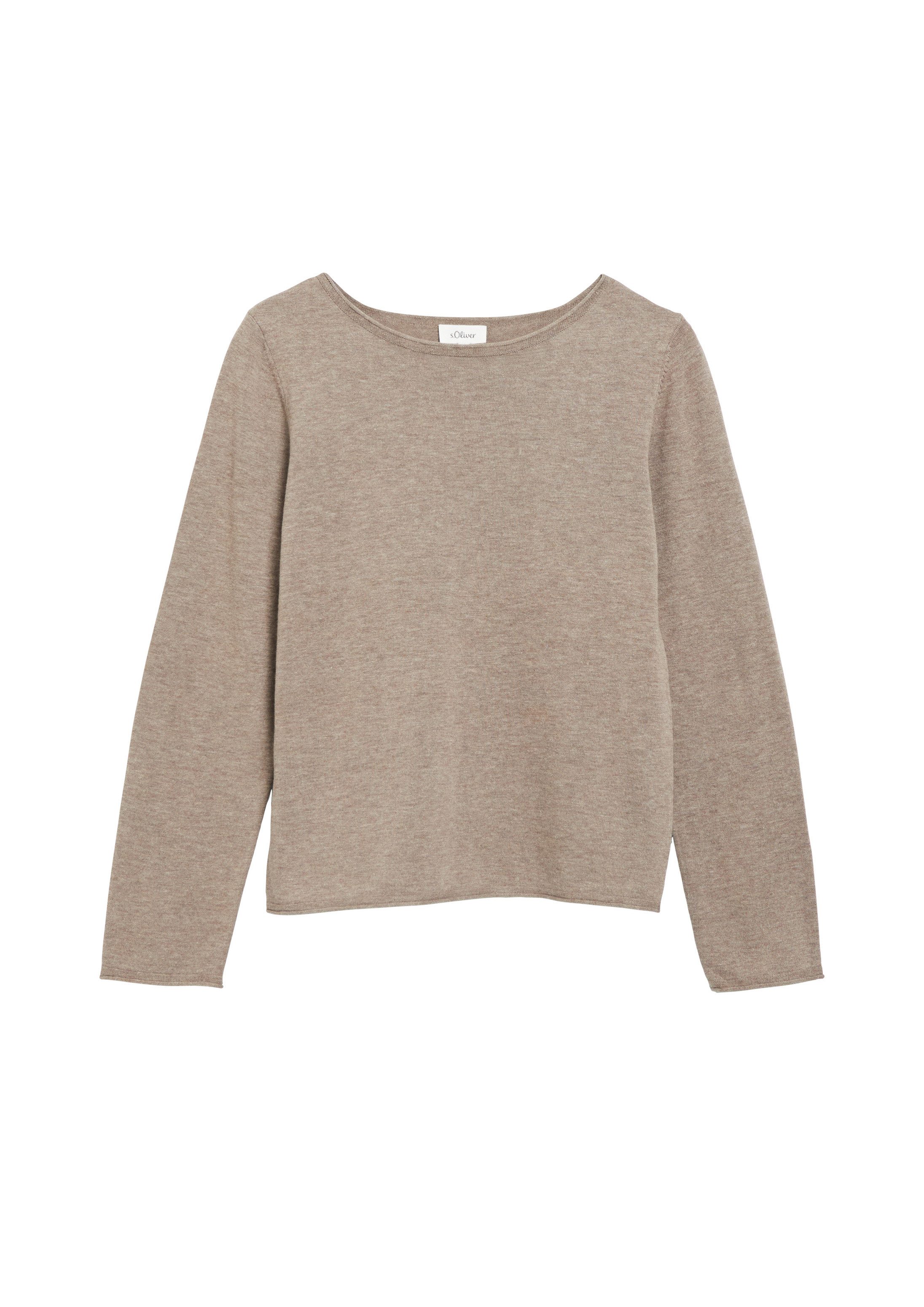 s.Oliver Longpullover Strickpullover Feinstrickpullover mit Rollkanten