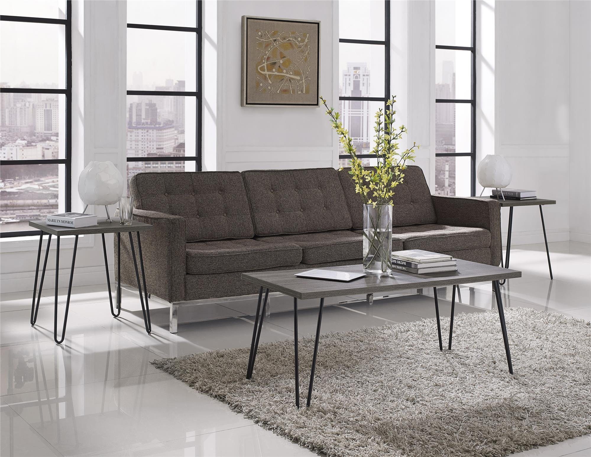 loft24 Couchtisch Owen - Wohnzimmertisch, Sofatisch, Beistelltisch, Kaffeetisch (1-St), Industrial Couchtisch, moderner Couchtisch, rechteckig, Metallbeine