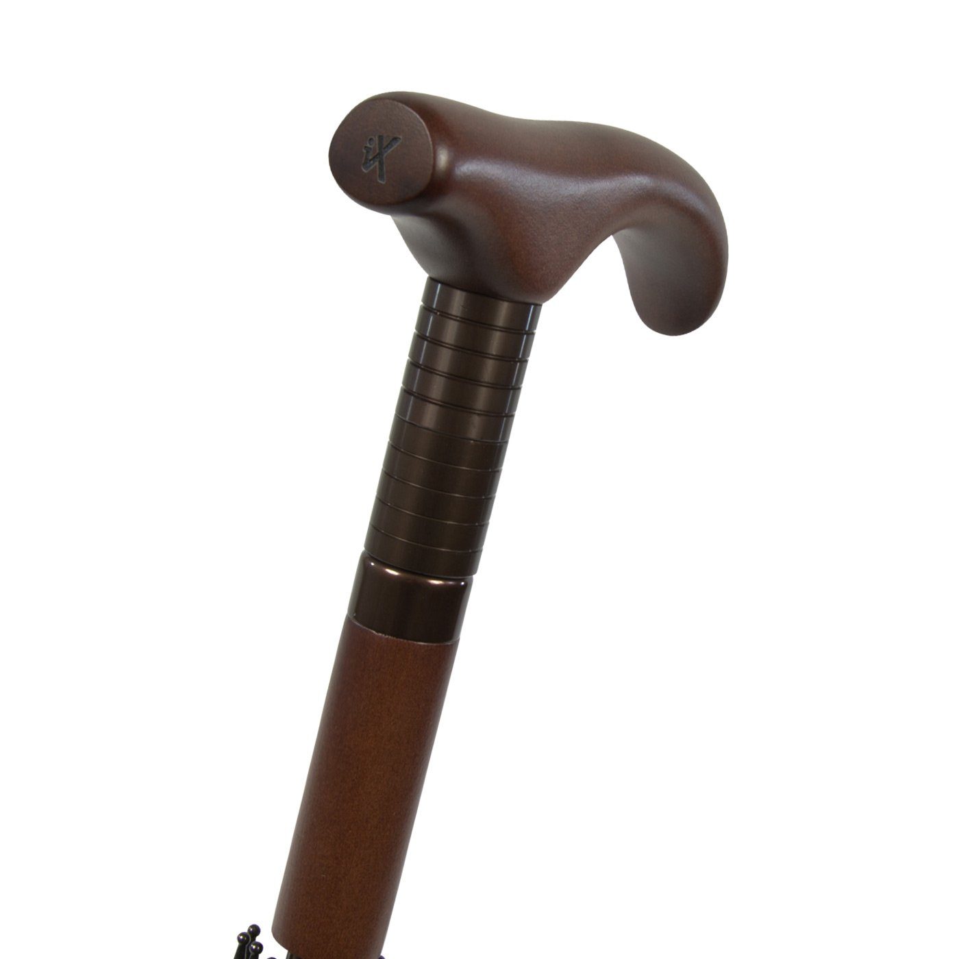 stabil, iX-brella Langregenschirm Holzgriff höhenverstellbar sehr kariert klassisch Stützschirm beige