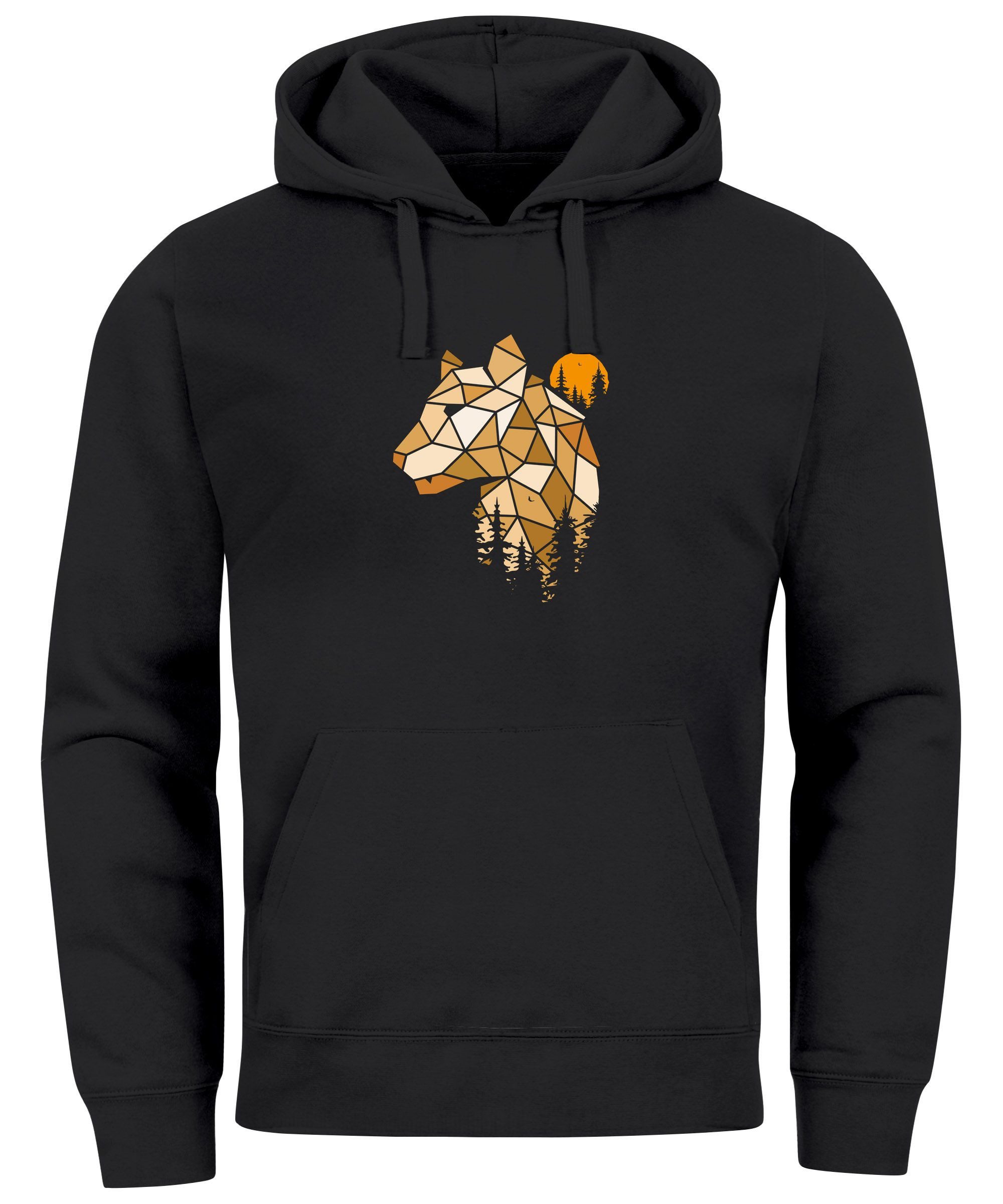 Hoodie Hoodie Herren Fashion Polygon Print Luchs Wald Tiere Outdoor Motiv