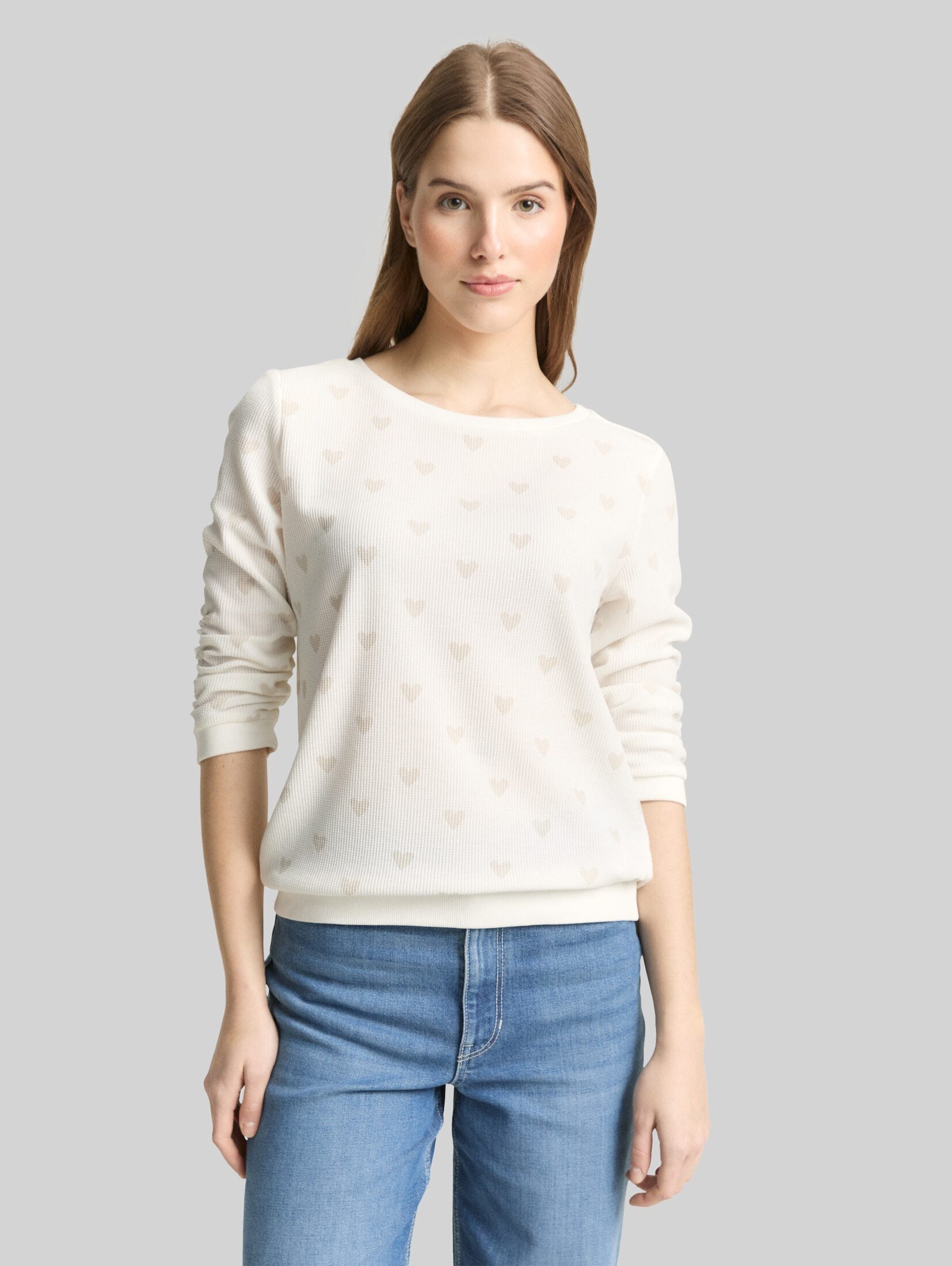 TOM TAILOR Denim Sweatshirt Strick & Sweatshirts Slim Fit Sweatshirt mit Herz-Print