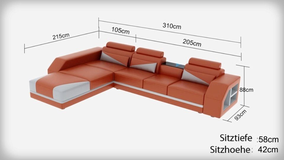 Sofa Polster Ecksofa, Wohnlandschaft Couchen Ecke Luxus Sofas JVmoebel Eck Leder Couch