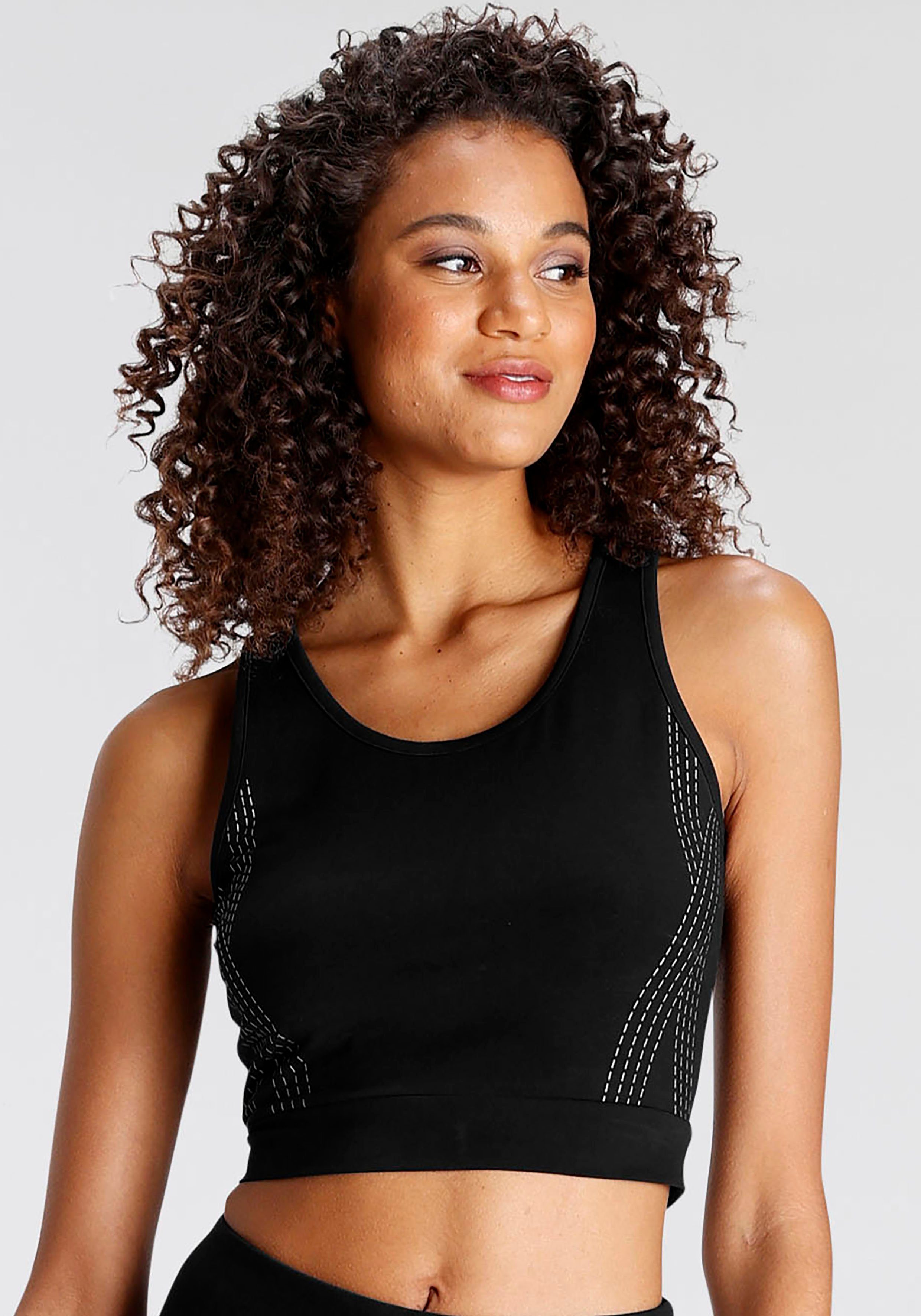 LASCANA ACTIVE Crop-Top Druck mit reflektierendem