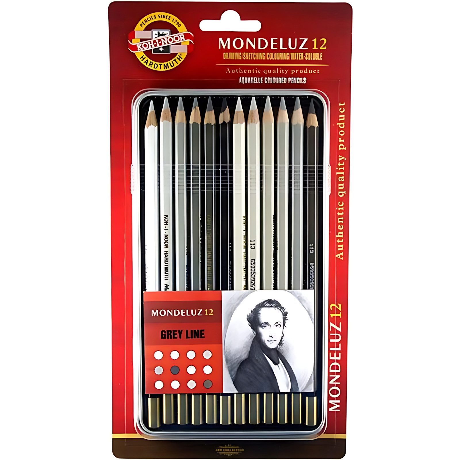 KOH-I-NOOR Buntstift KOH Цветные карандаши Aquarell Mondeluz Grautöne 12er