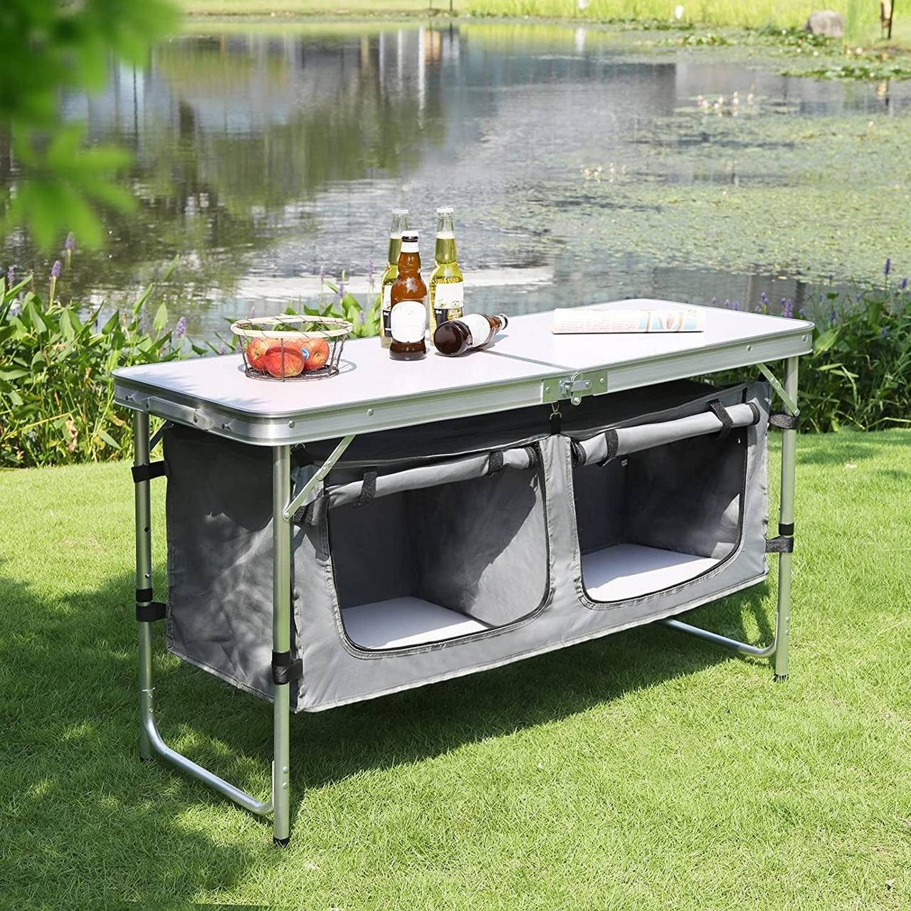 Woltu Campingtisch, Höhenverstellbar mit Stauraum, Outdoor inkl.Tragetasche günstig online kaufen