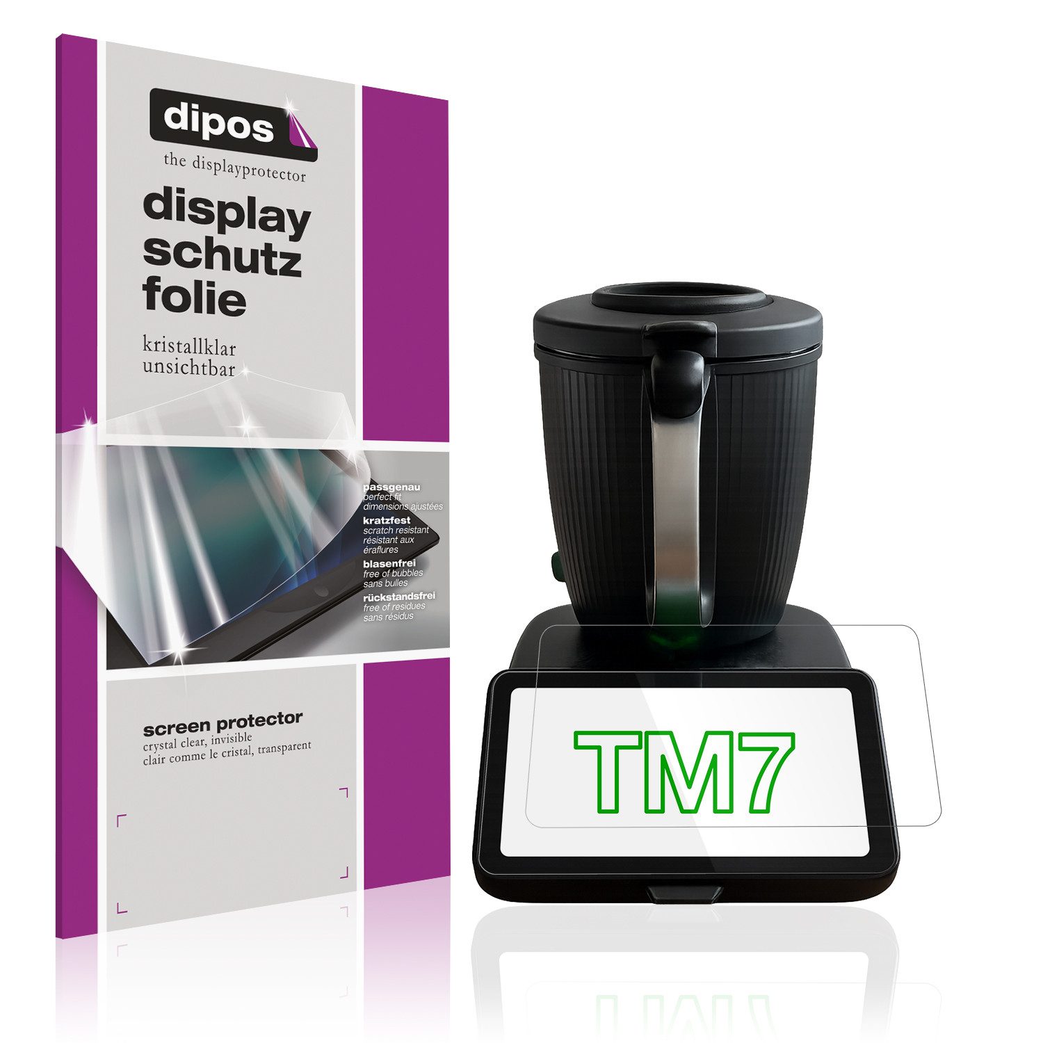 dipos Displayschutzfolie Schutzfolie für Vorwerk Thermomix TM7, 2 Stück, Displayschutz Schutz Folie Made in Germany