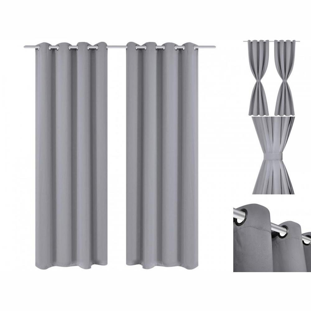 Gardine Gardinen Verdunkelungsvorhänge 2 Stk mit Metallösen 135 x 175 cm Grau, vidaXL, Ösen