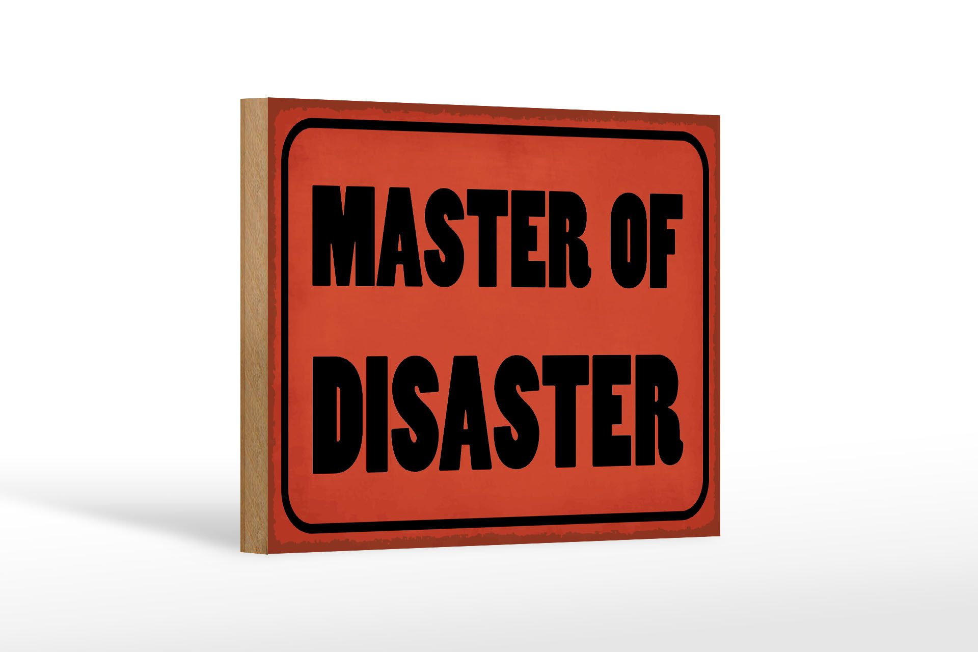 Holzbild Spruch 18x12cm Master of Disaster