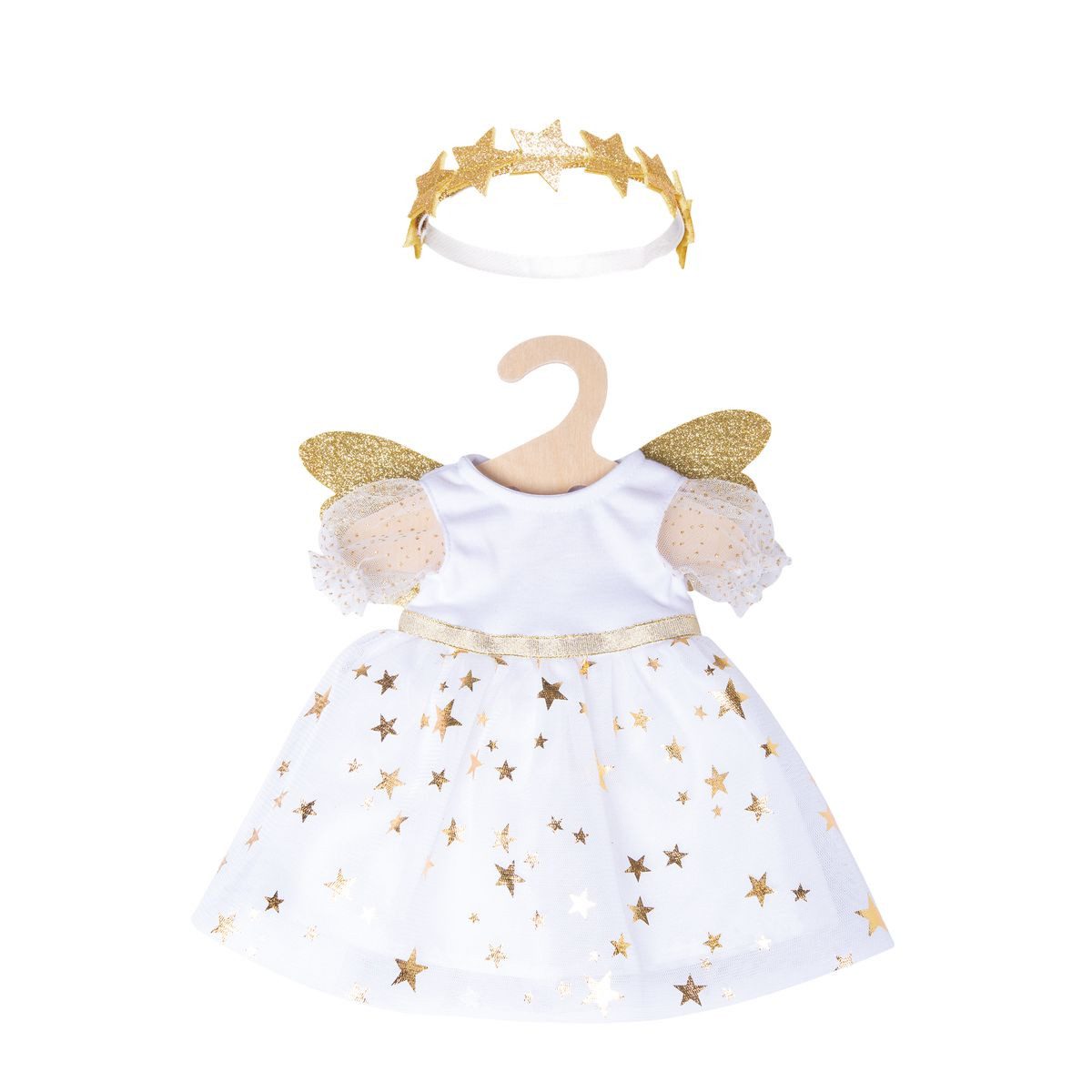 Heless Puppenkleidung Puppenkleid Schutzengel mit Sternen-Haarband Größe 35-45cm