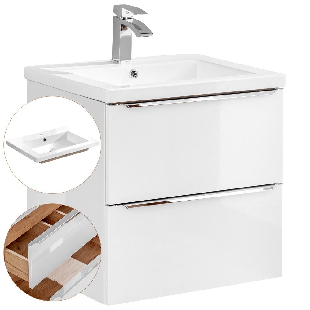 Lomadox Waschtisch TOSKANA-56, -Unterschrank 60cm mit Keramik-Waschbecken H günstig online kaufen