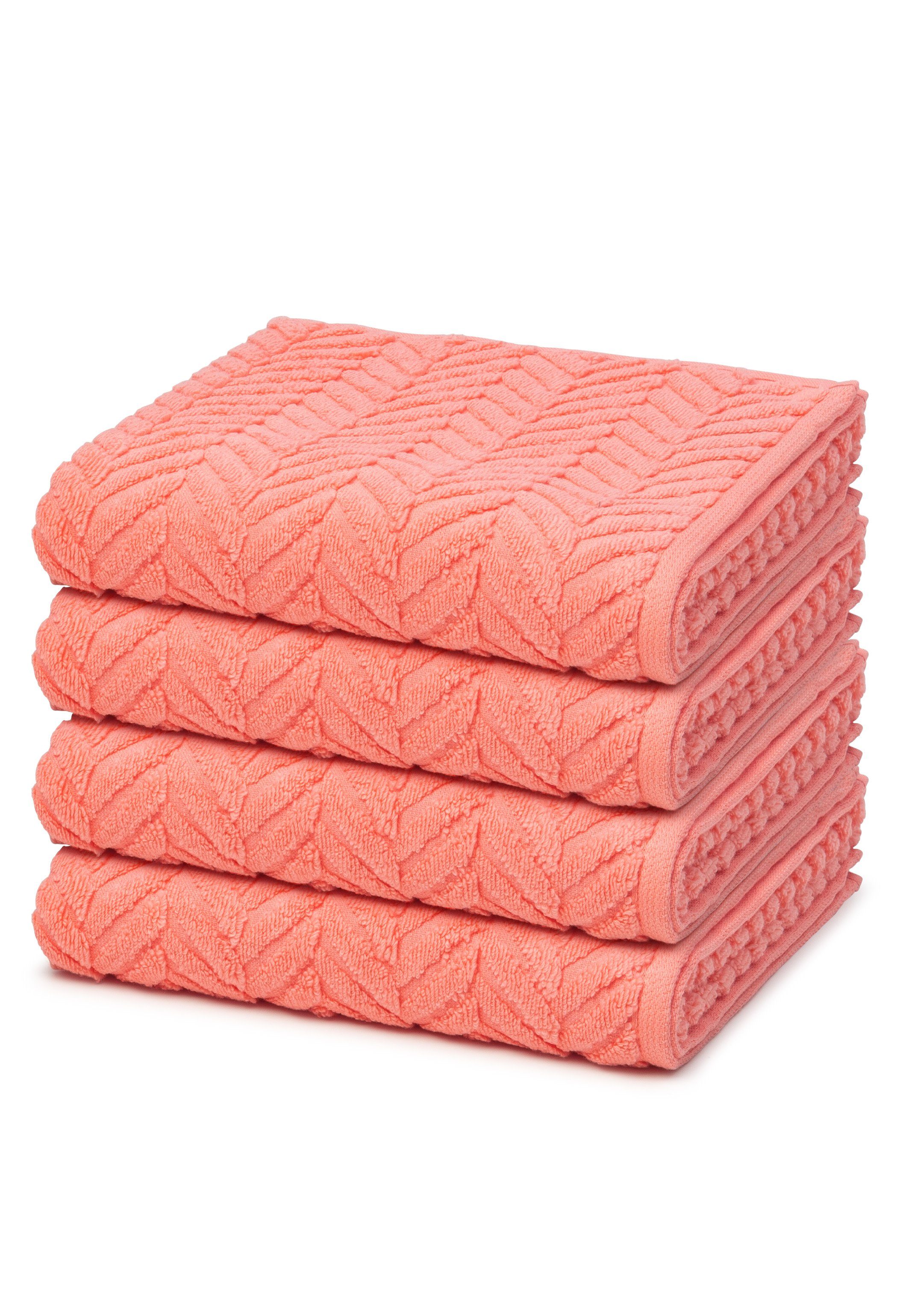 ROSS Handtuch Set Sensual Skin, Walkfrottee, (Spar-Set, 4-tlg), 4 X Handtuch im Set - Baumwolle - Schnelltrocknend Peach Pink