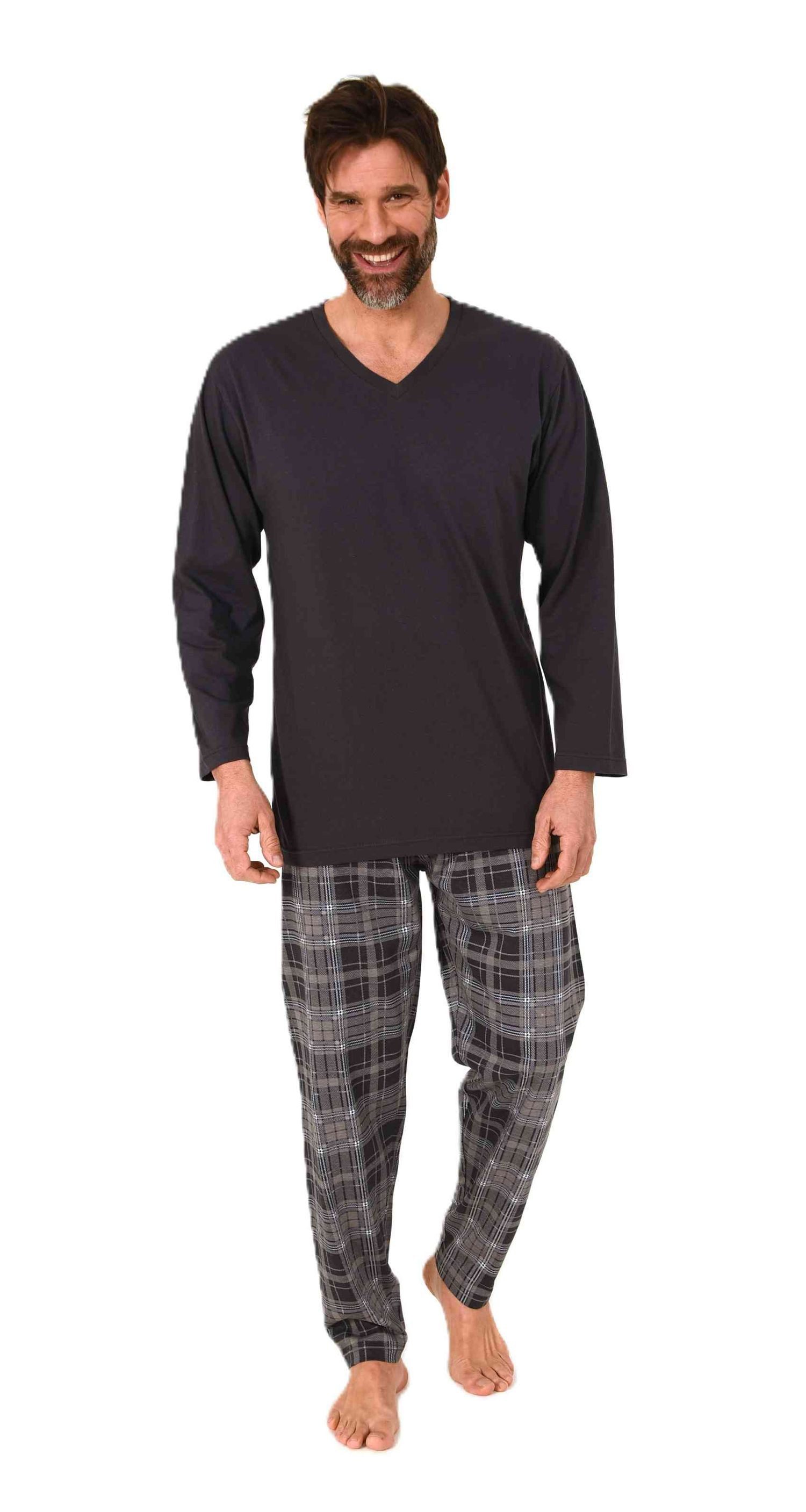 Normann Pyjama Normann Herren Schlafanzug lang mit karierter Pyjama Hose günstig online kaufen