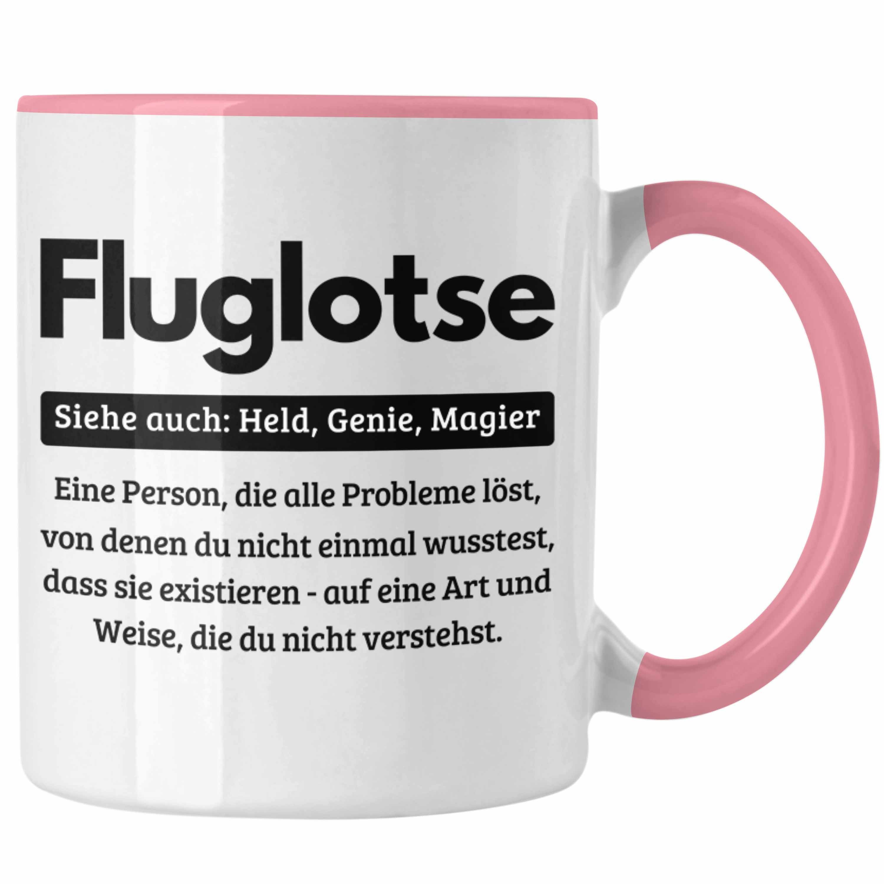 Trendation Tasse Fluglotse Tasse Geschenk Spruch für Fluglotsen Geschenkidee Kaffee-Bec Rosa