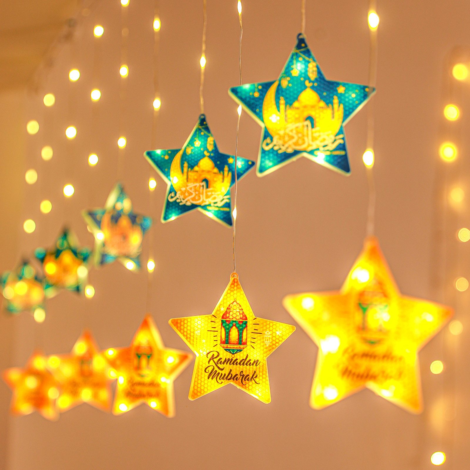 Rosnek LED-Lichtervorhang 3M, 8 Modi, Fernbedienung, Batterie/USB, für Rama günstig online kaufen