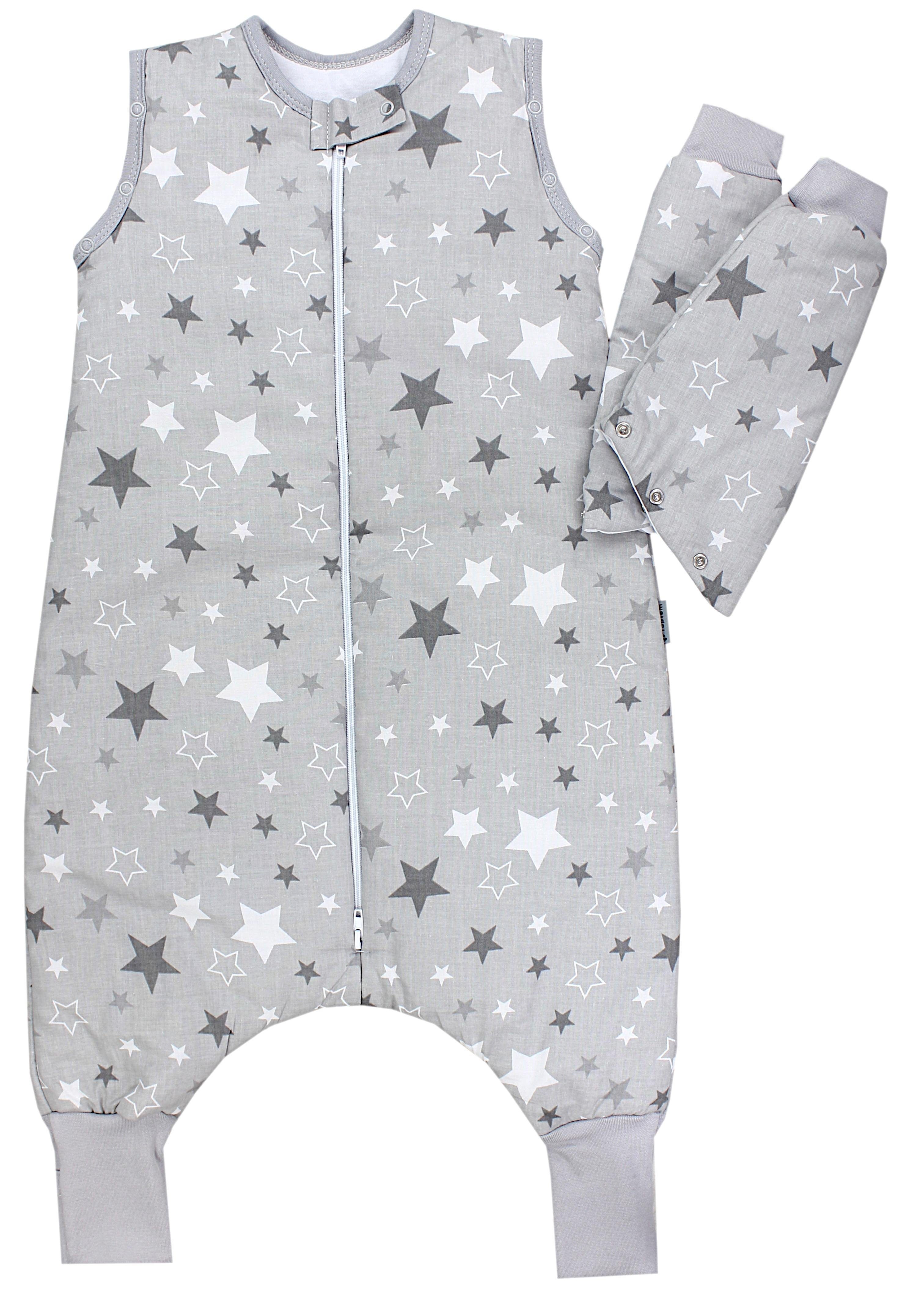 Sterne Grau mit Winterschlafsack OEKO-TEX Weiß zertifiziert, Armen Babyschlafsack / Beinen TupTam Unisex und
