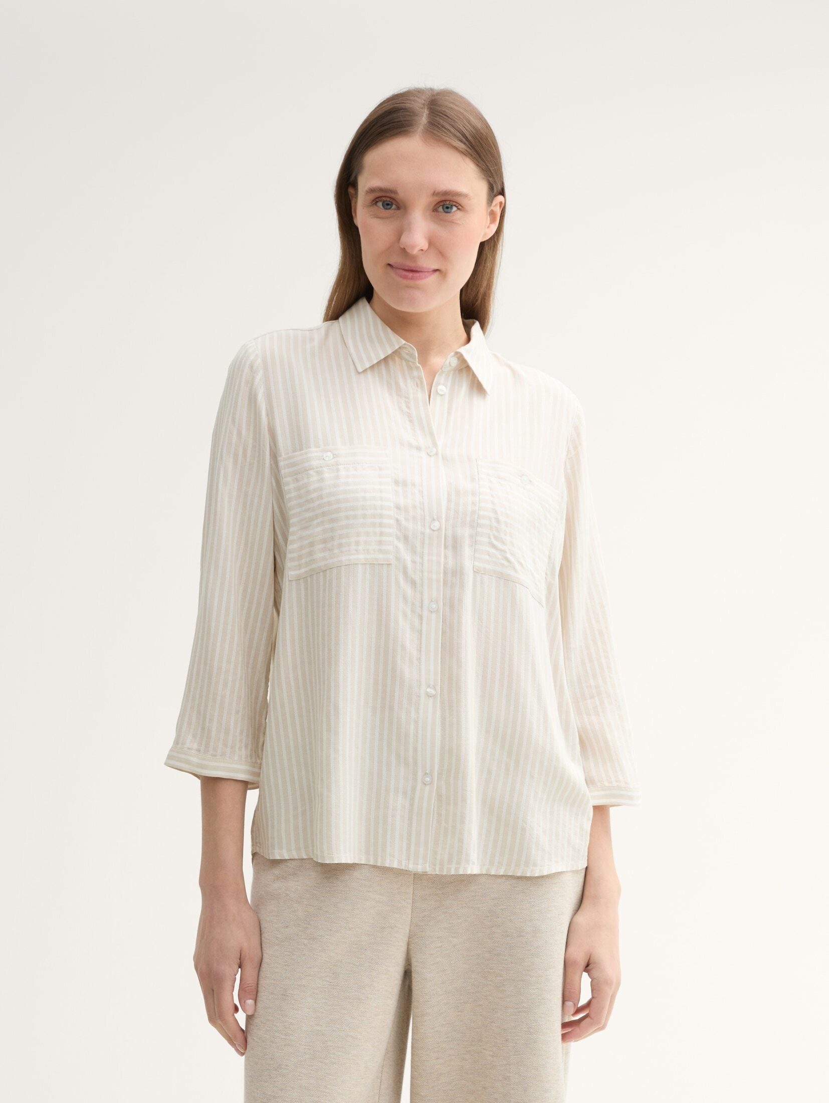 Langarmbluse Gestreifte Bluse mit LENZING™ ECOVERO™