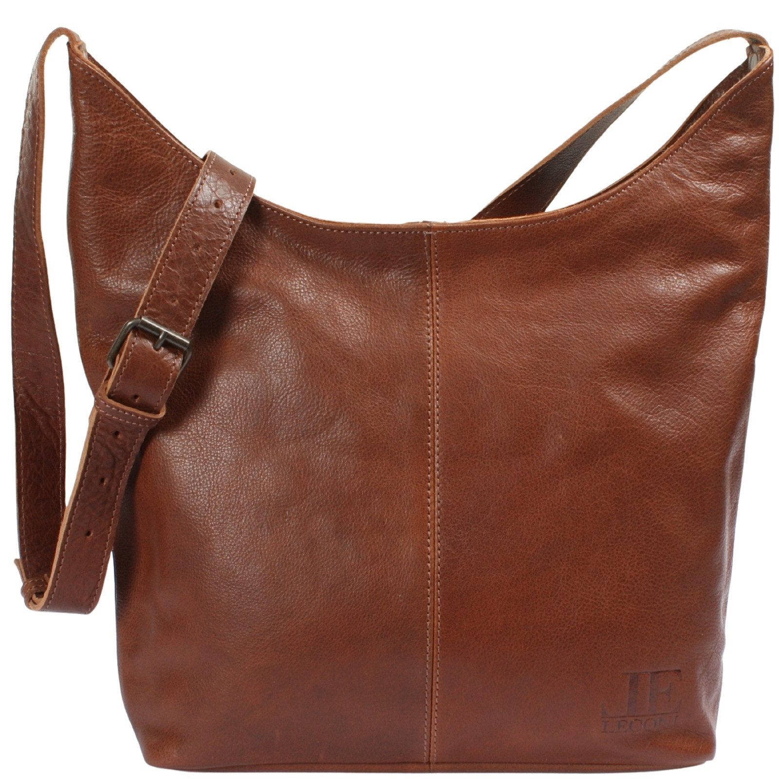 LECONI Umhängetasche mittlere Handtasche Damen Schultertasche Damentasche Leder LE0072, Echt Leder – verstellbarer Schulterriemen – Größe 33 × 33 × 9 cm