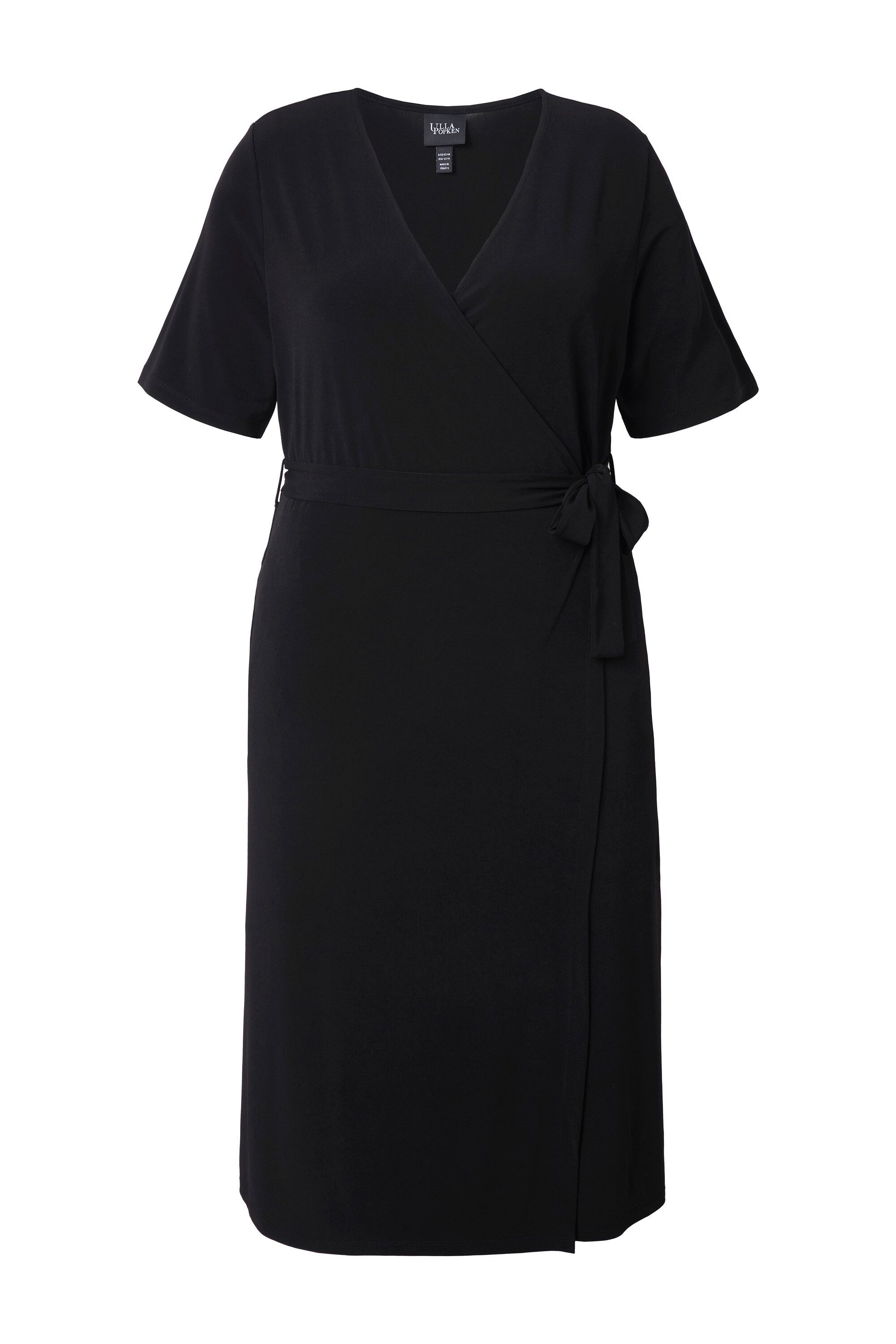 Ulla Popken Maxikleid Midi-Wickelkleid A-Linie V-Ausschnitt Halbarm günstig online kaufen