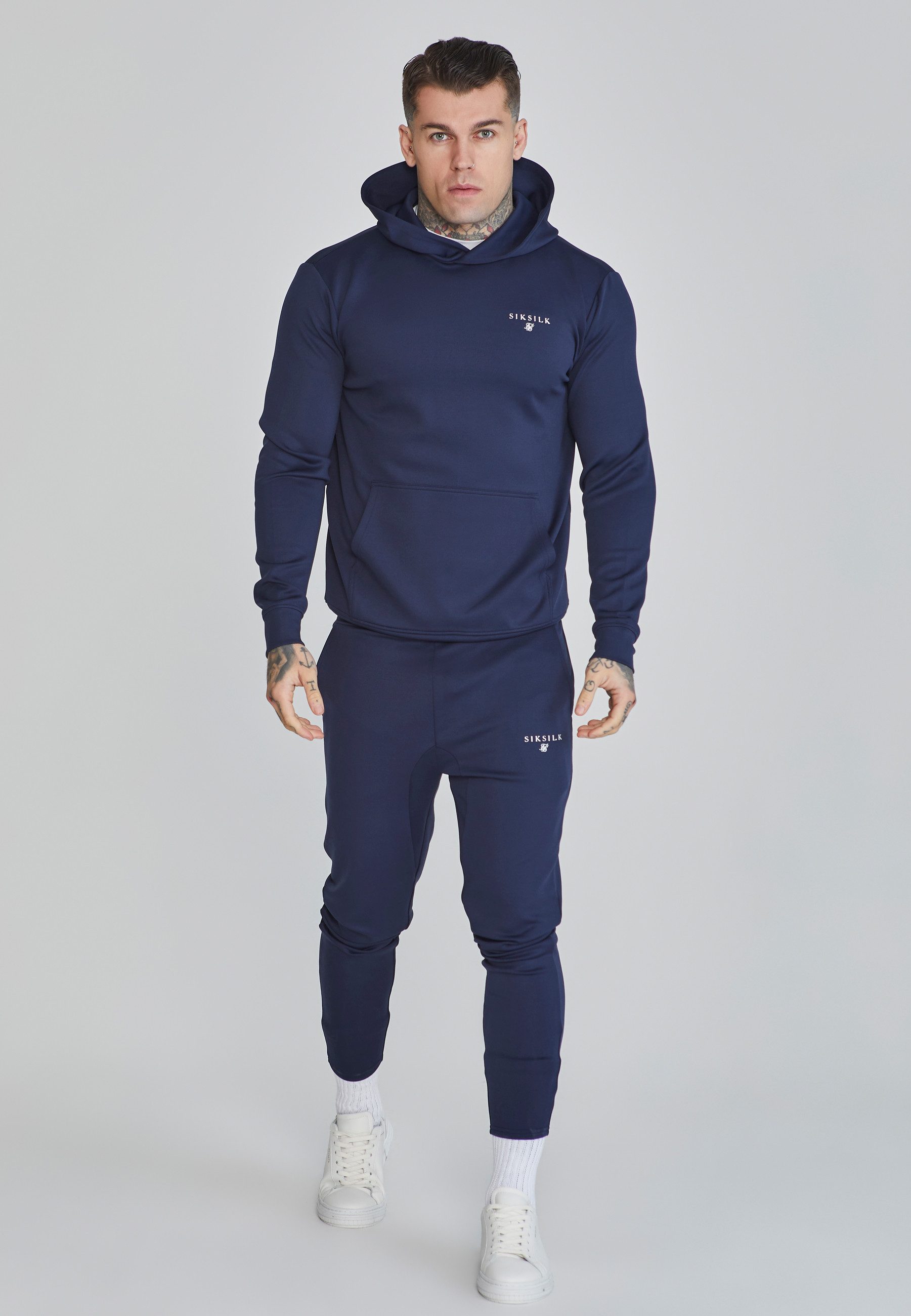 Siksilk Hoodie SikSilk Herren Marineblauer Essentials Poly Kapuzenpullover günstig online kaufen