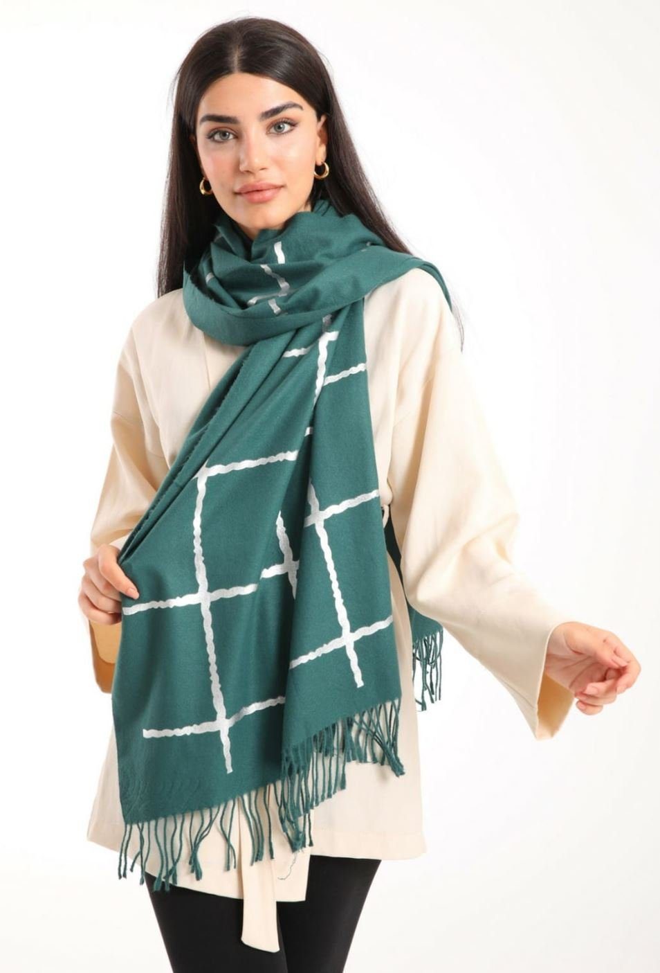 herémood Wollschal Damen Schal, kuschelweich Modeschal Fransen Winterschal Feinstrick