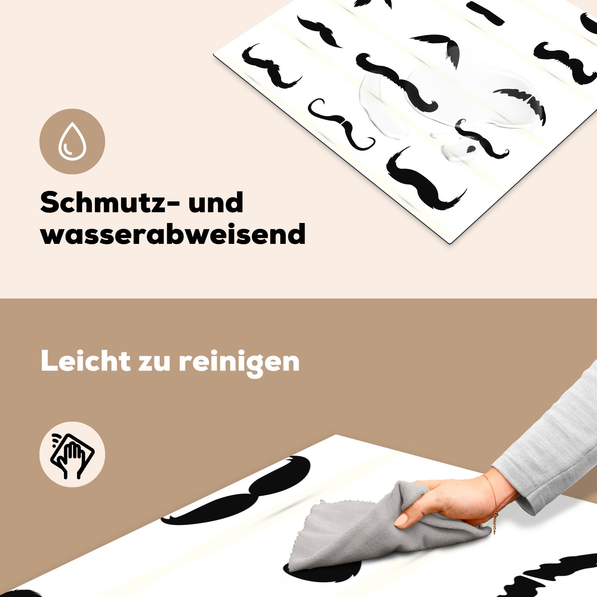 60x52 Ceranfeldabdeckung (1 mehreren Herdblende-/Abdeckplatte Mobile Arbeitsfläche MuchoWow Illustration tlg), cm, von nutzbar, Schnurrbärten, Vinyl,