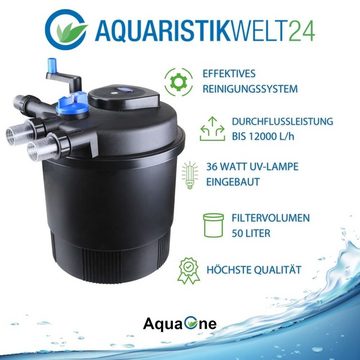 Aquaone Teichfilter AquaOne Teich Filteranlage Set Nr.39 CPF 20000 Druckfilter 37-180W regelbare Eco Teichpumpe Teichgröße bis 40000l Teichschlauch