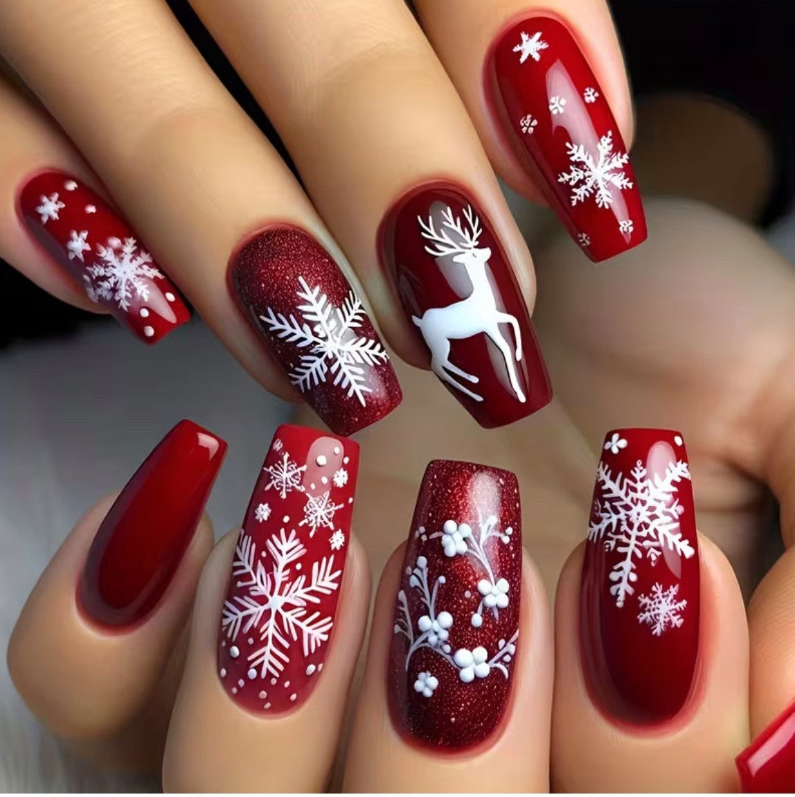 Samira Kunstfingernägel Weihnachtliche Kunstnägel 24 Stück, Einfache Anwendung, Spitzen Qualität