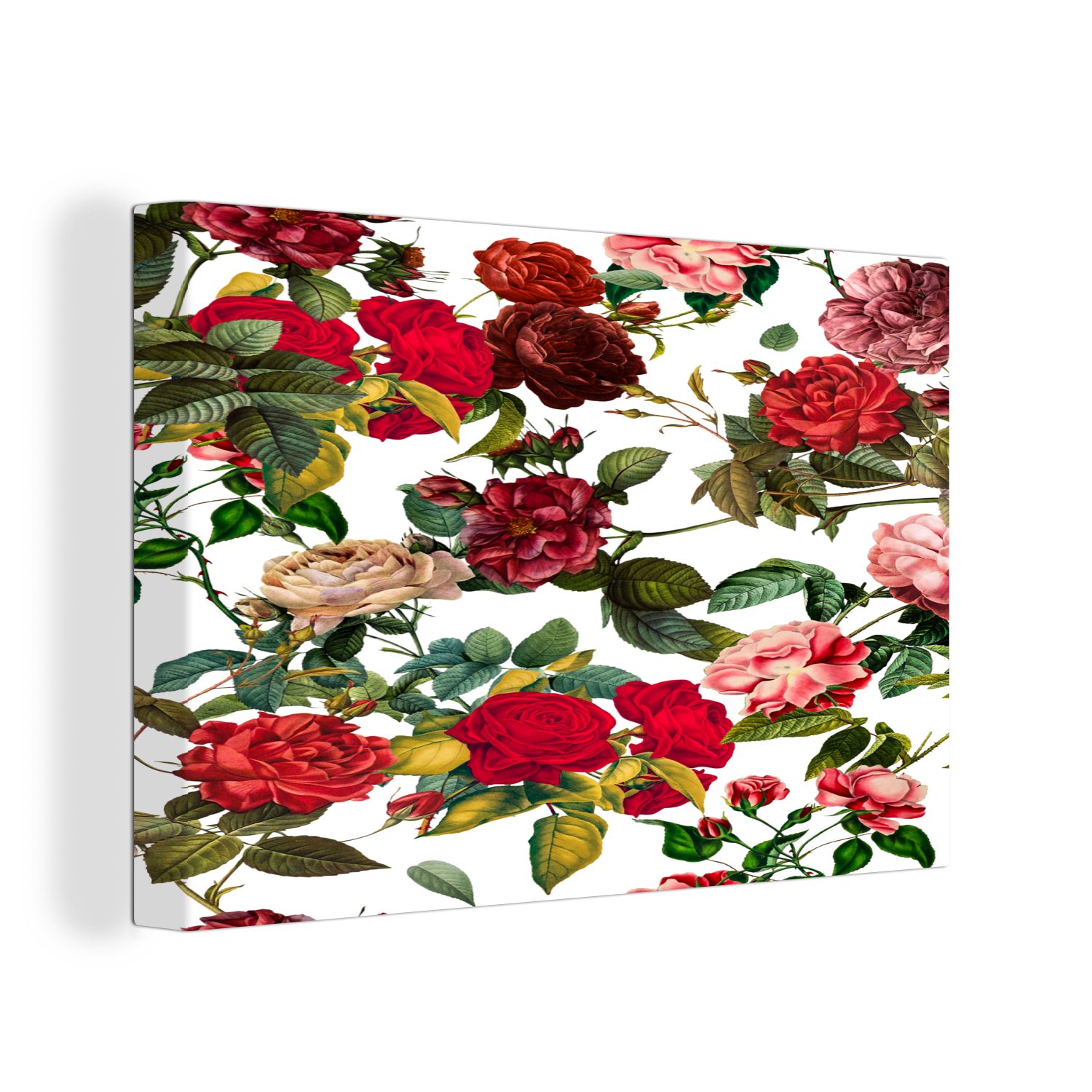 OneMillionCanvasses® Leinwandbild Blumen - Rose - Weiß, (1 St), Wandbild Leinwandbilder, Aufhängefertig, Wanddeko, 30x20 cm