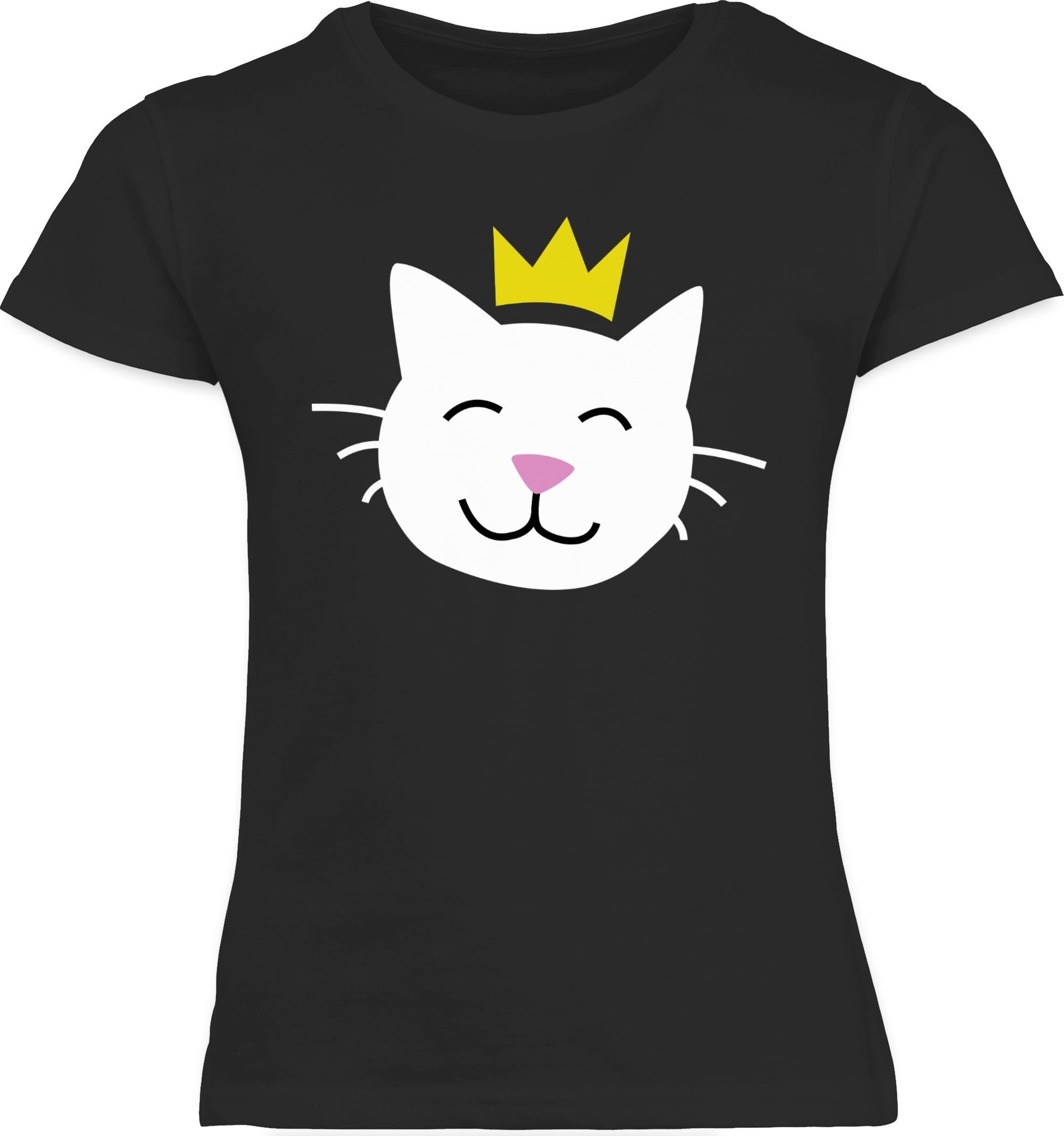 Shirtracer T-Shirt Katze Prinzessin Schwarz Cats & Katzen - Karneval Cat Katzenkostüm Prinzessinnen 2 Princess Fasching