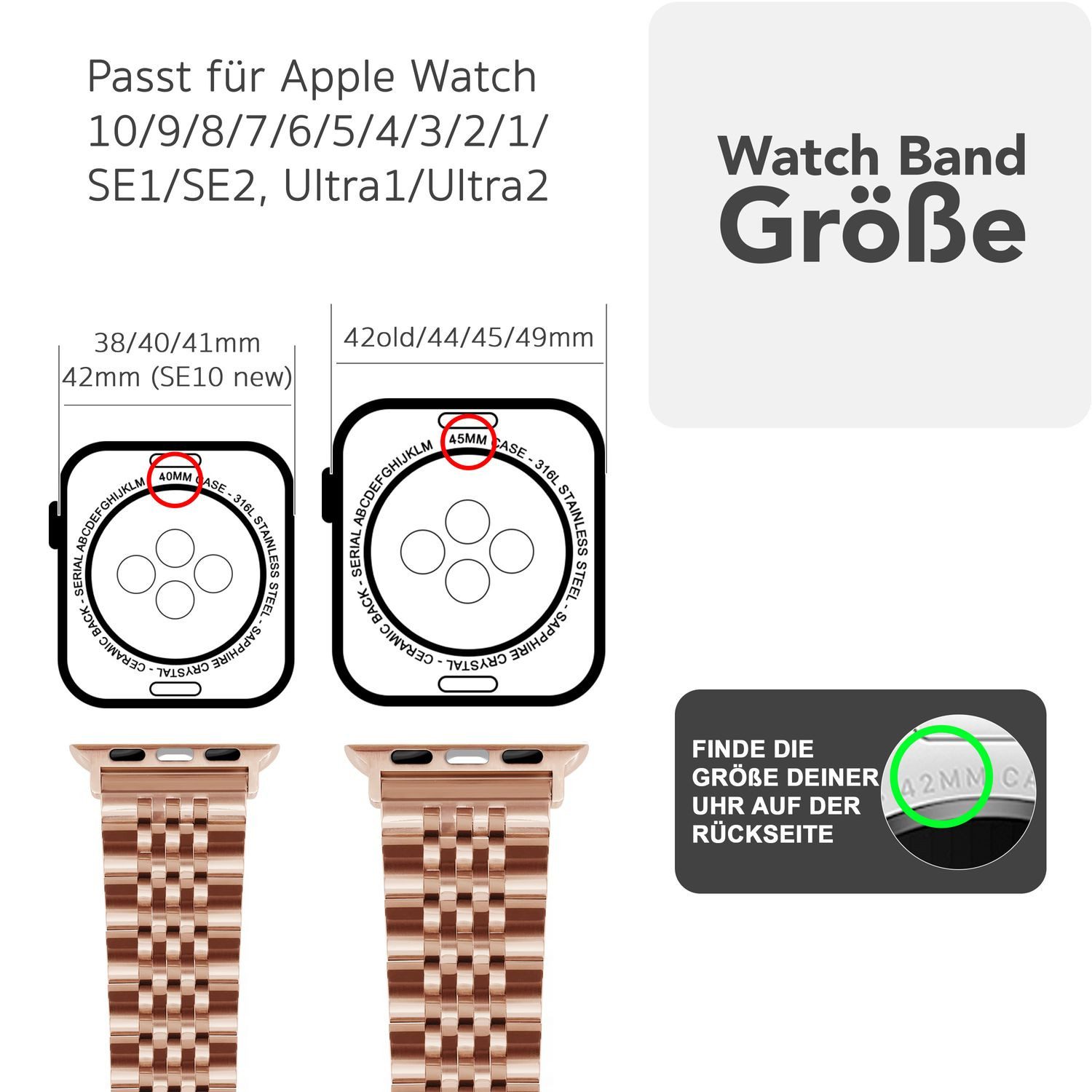 Nalia Smartwatch-Armband Apple Watch 38mm/40/41/42(Serie 10), günstig online kaufen