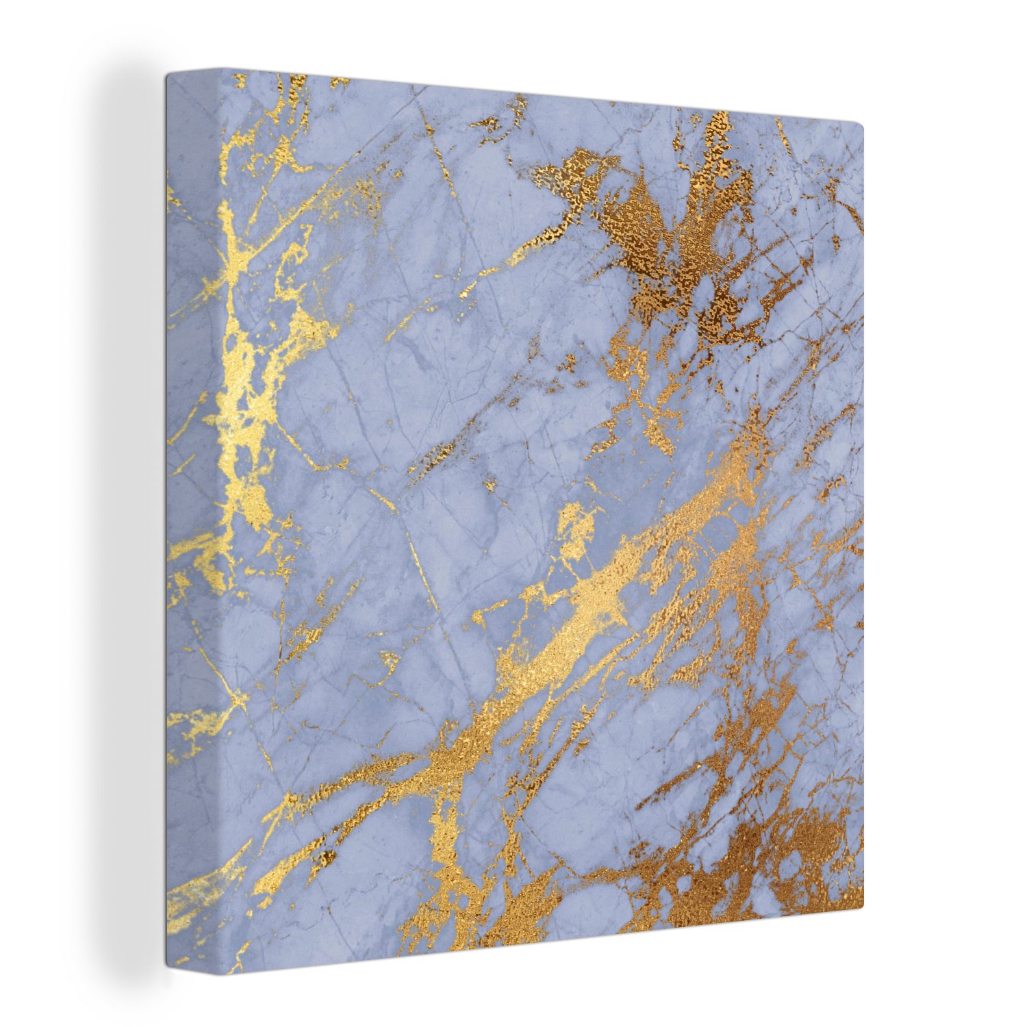 Leinwand Blau für Leinwandbild Wohnzimmer - St), OneMillionCanvasses® - (1 Gold, Schlafzimmer Marmor Bilder